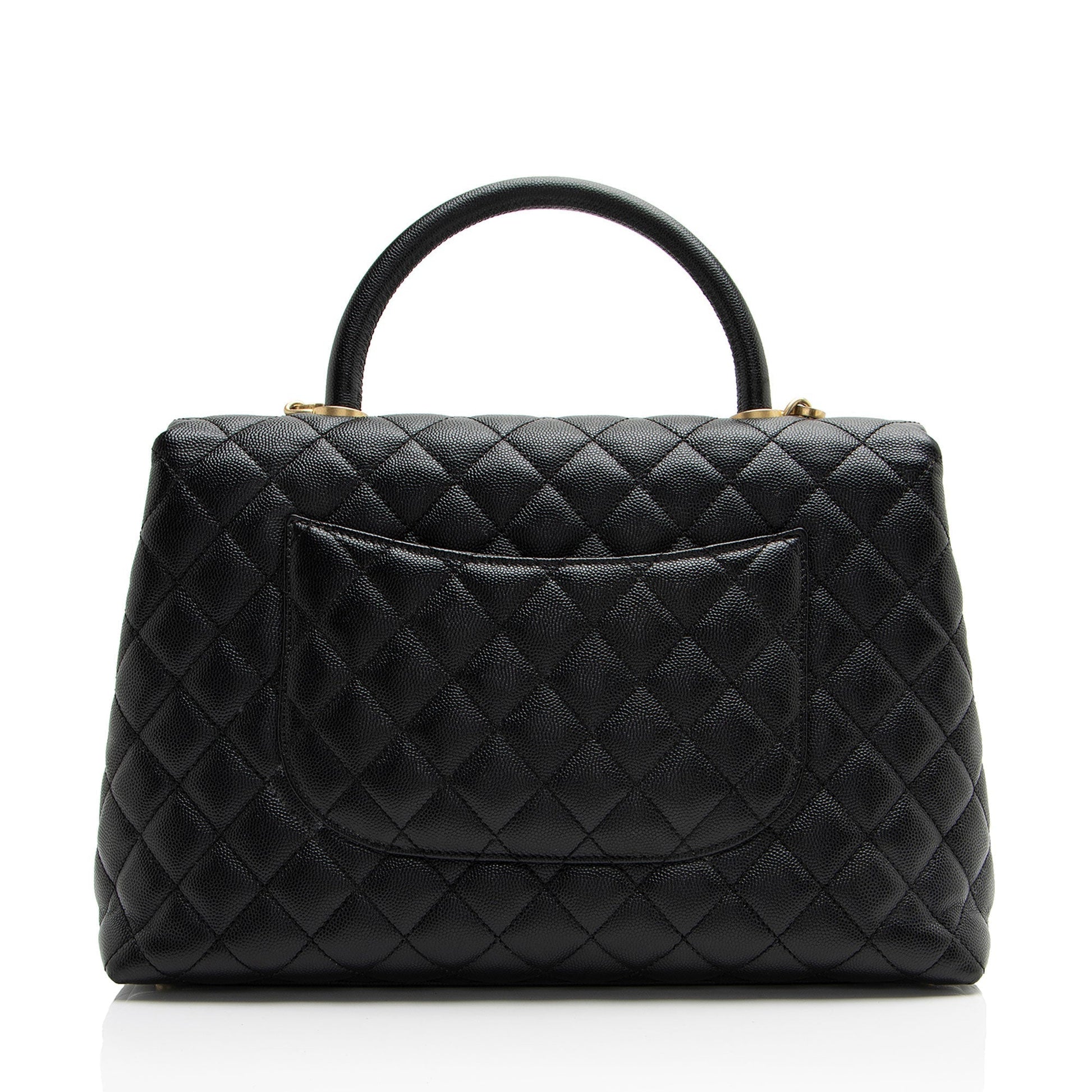 Chanel Caviar Coco Top Handle Flap Leather Shoulder Bag Flap Bag
