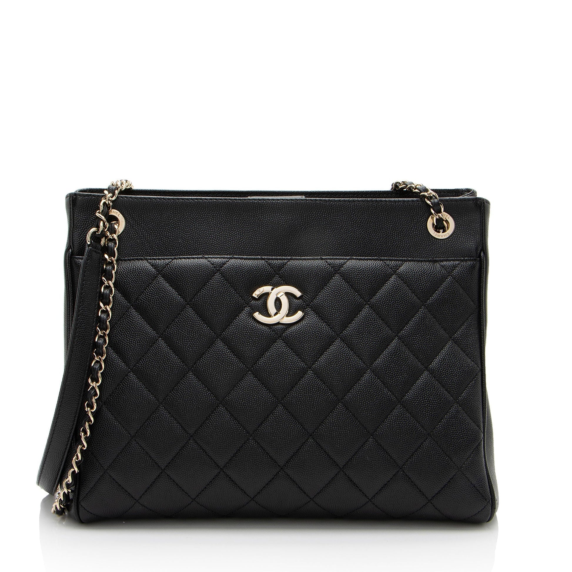 Chanel Caviar Out Flap Shopping Leather Tote Bag