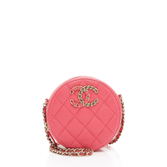Chanel Caviar New Wave Round SHF-s9F7fM Leather Clutch Bag