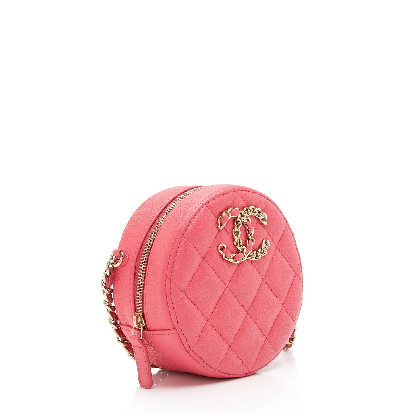 Chanel Caviar New Wave Round SHF-s9F7fM Leather Clutch Bag