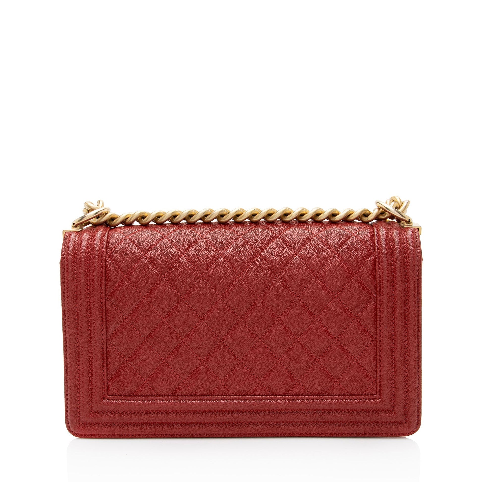 Chanel Caviar Old Boy Leather Handbag Boy Bag