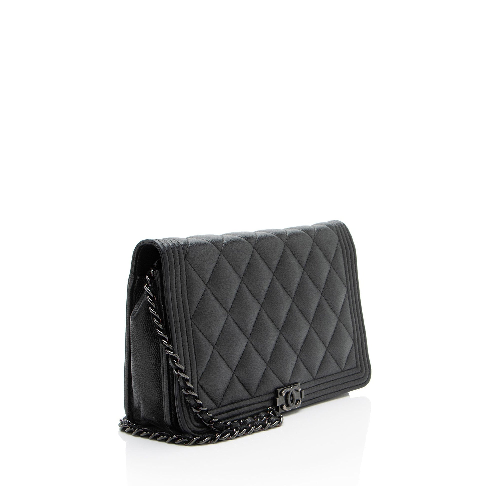 Chanel Caviar So Boy on Black Leather Wallet Case