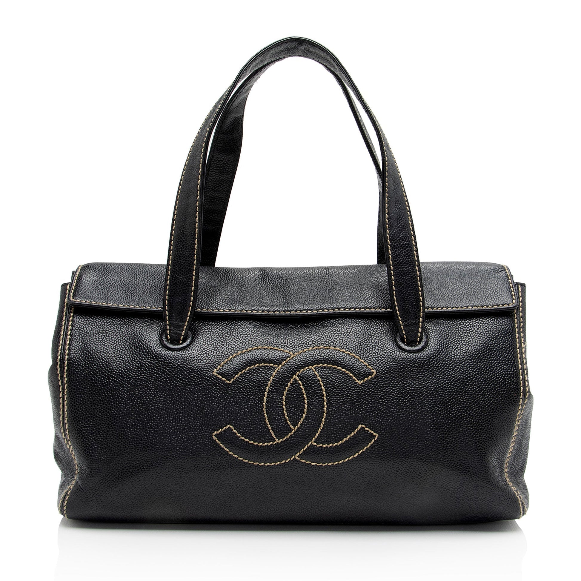 Chanel Caviar Stitched CC Flap Satchel SHF-ewpcah Leather Satchel Bag