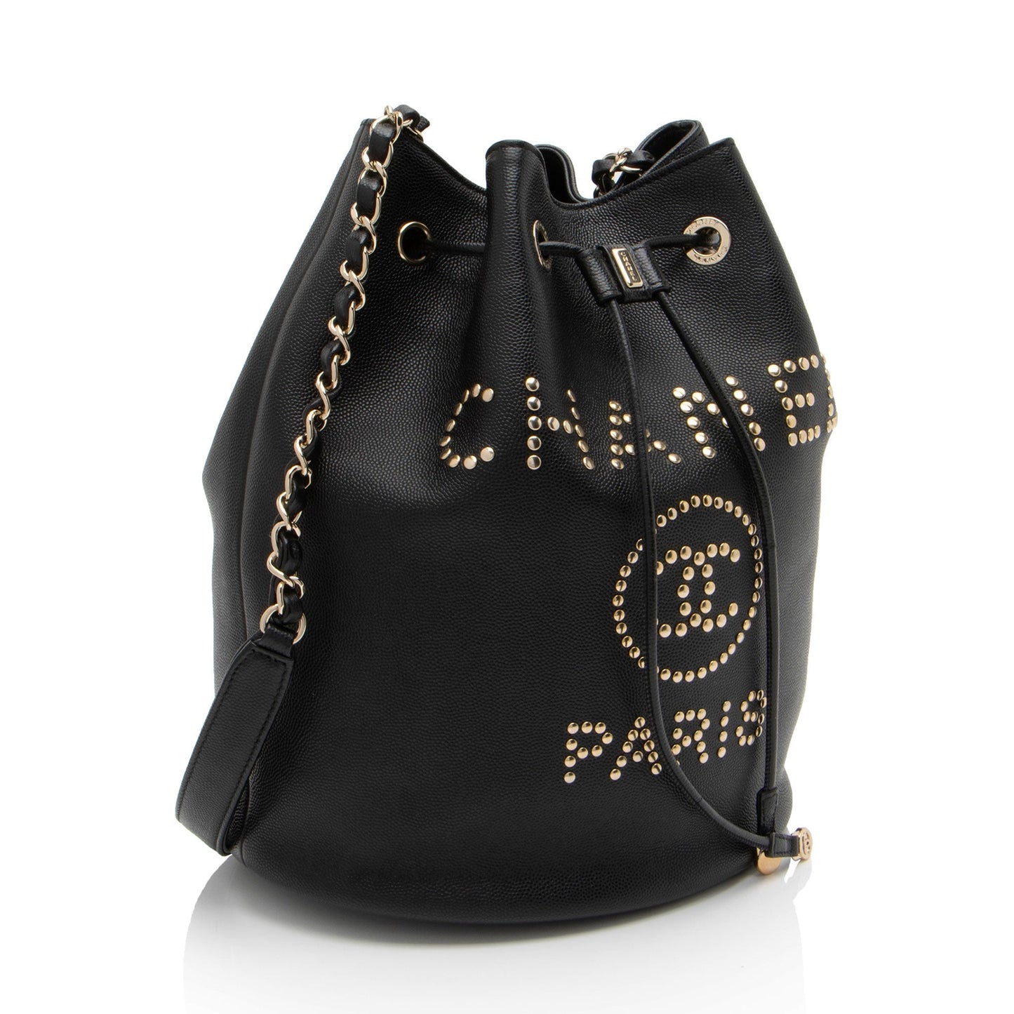 Chanel Caviar Studded CC Deauville Bucket SHF-LVIad7 Leather Bucket Bag