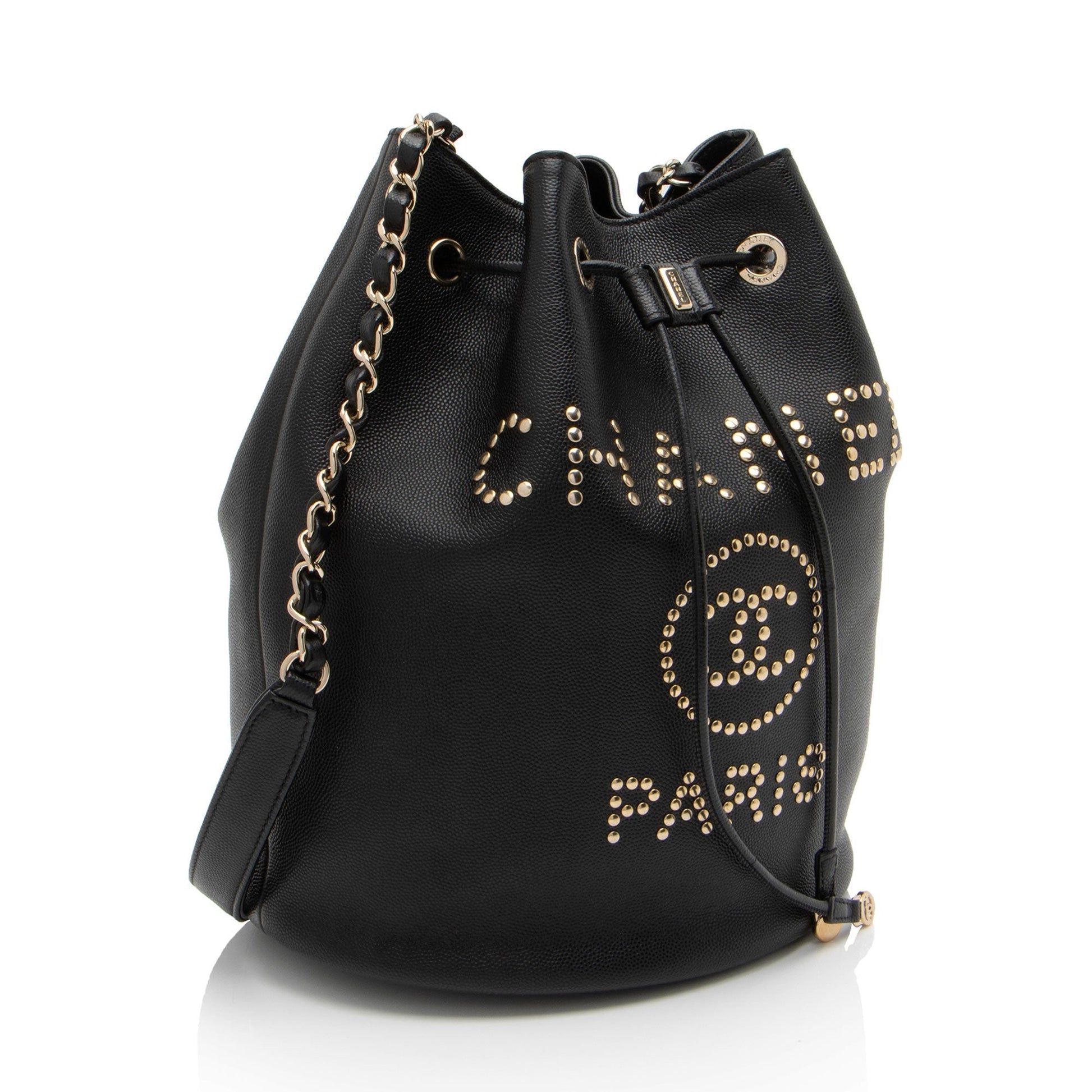 Chanel Caviar Studded CC Deauville Bucket SHF-LVIad7 Leather Bucket Bag