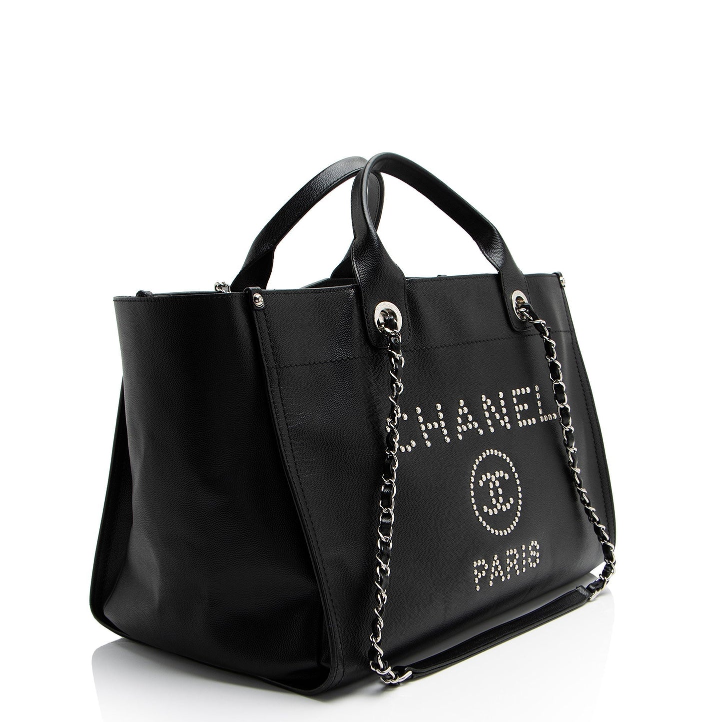 Chanel Caviar Studded Deauville Leather Tote Bag