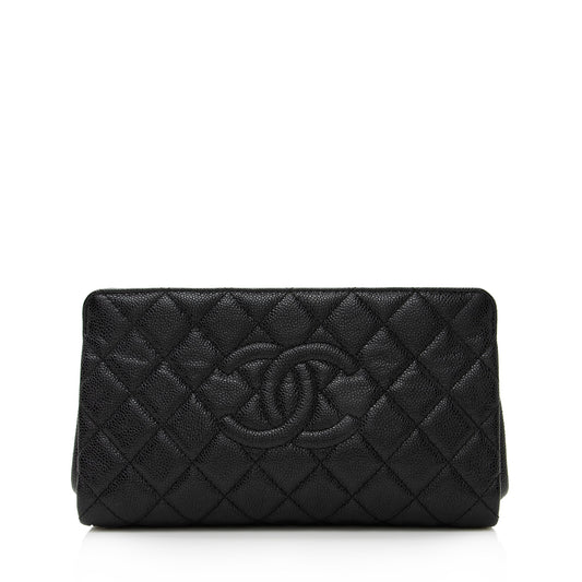 Chanel Caviar Timeless CC Frame SHF Leather Clutch Bag