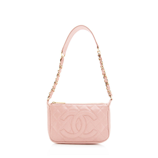 Chanel Caviar Timeless CC Pochette SHF Leather Clutch Bag