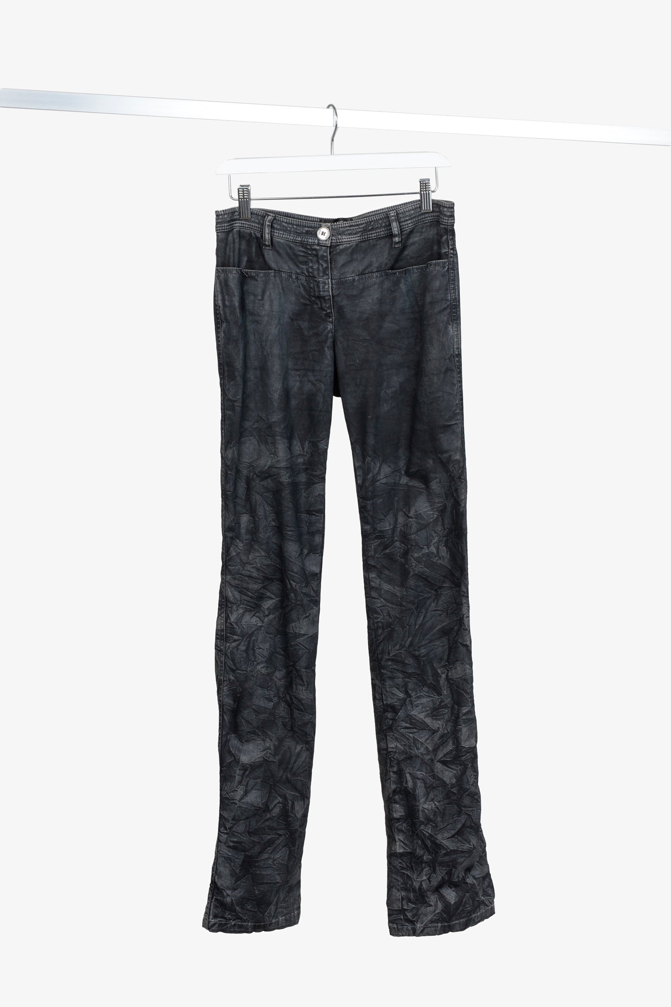 Chanel Black Grey Wrinkled "Distressed" Finish Bootcut Jeans Apparel