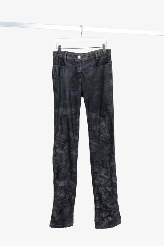Chanel Black Grey Wrinkled "Distressed" Finish Bootcut Jeans Apparel