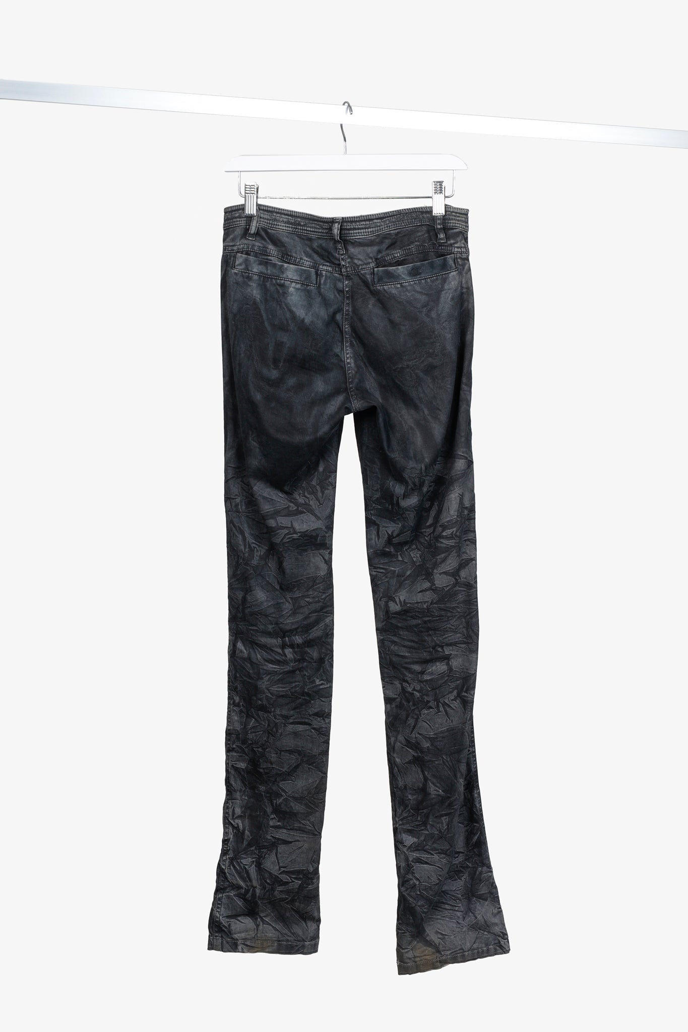 Chanel Black Grey Wrinkled "Distressed" Finish Bootcut Jeans Apparel