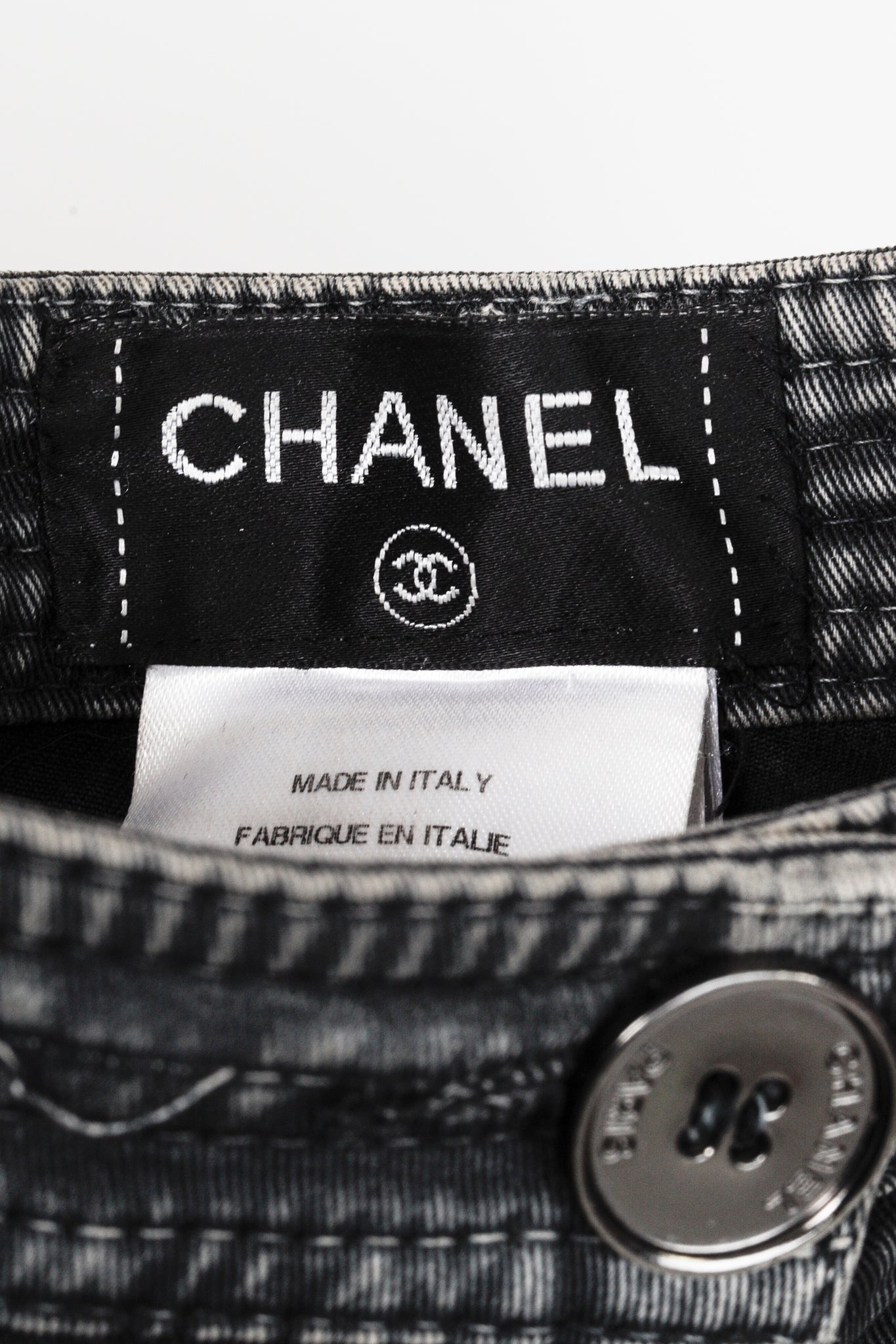 Chanel Black Grey Wrinkled "Distressed" Finish Bootcut Jeans Apparel