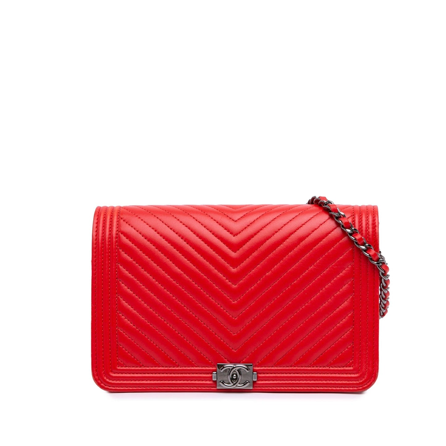Chanel Chevron Calfskin Boy On Wallet Case