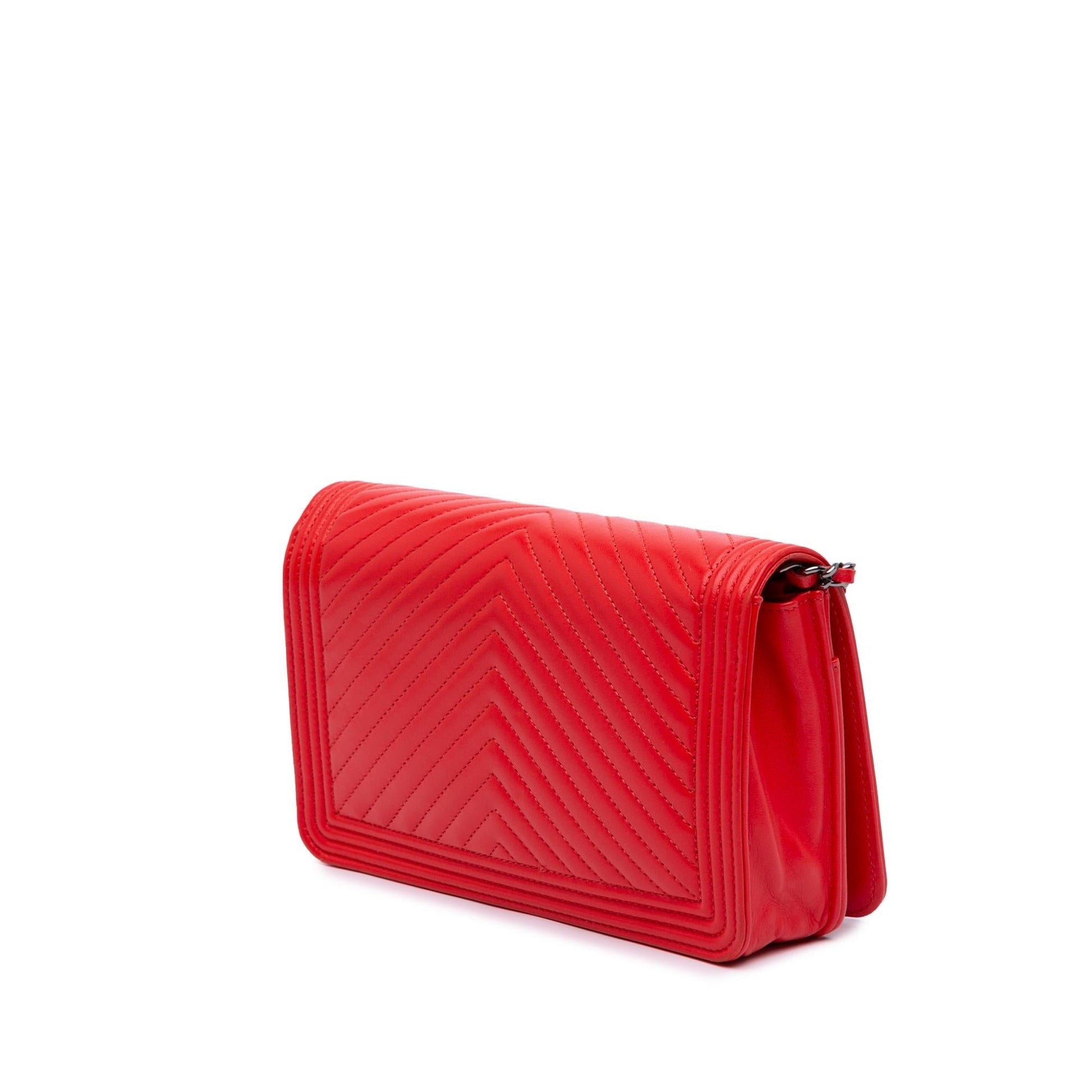 Chanel Chevron Calfskin Boy On Wallet Case