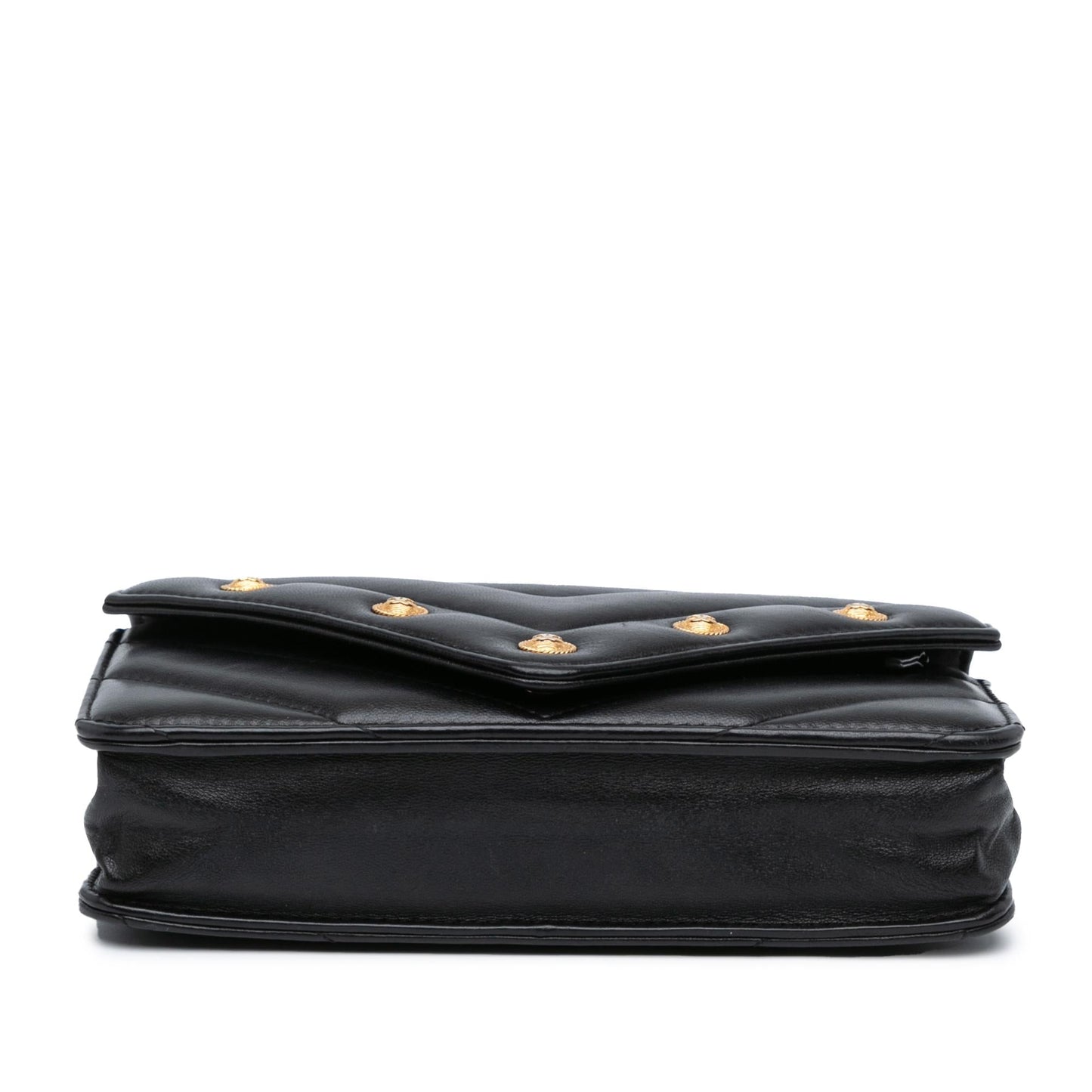 Chanel Chevron Lambskin Button On Wallet Case Chain 1