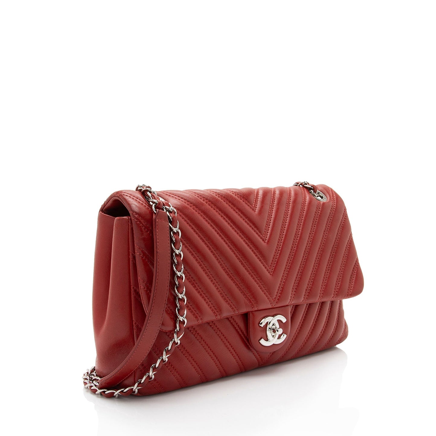 Chanel Chevron Lambskin Classic Jumbo Single Flap Shoulder Bag