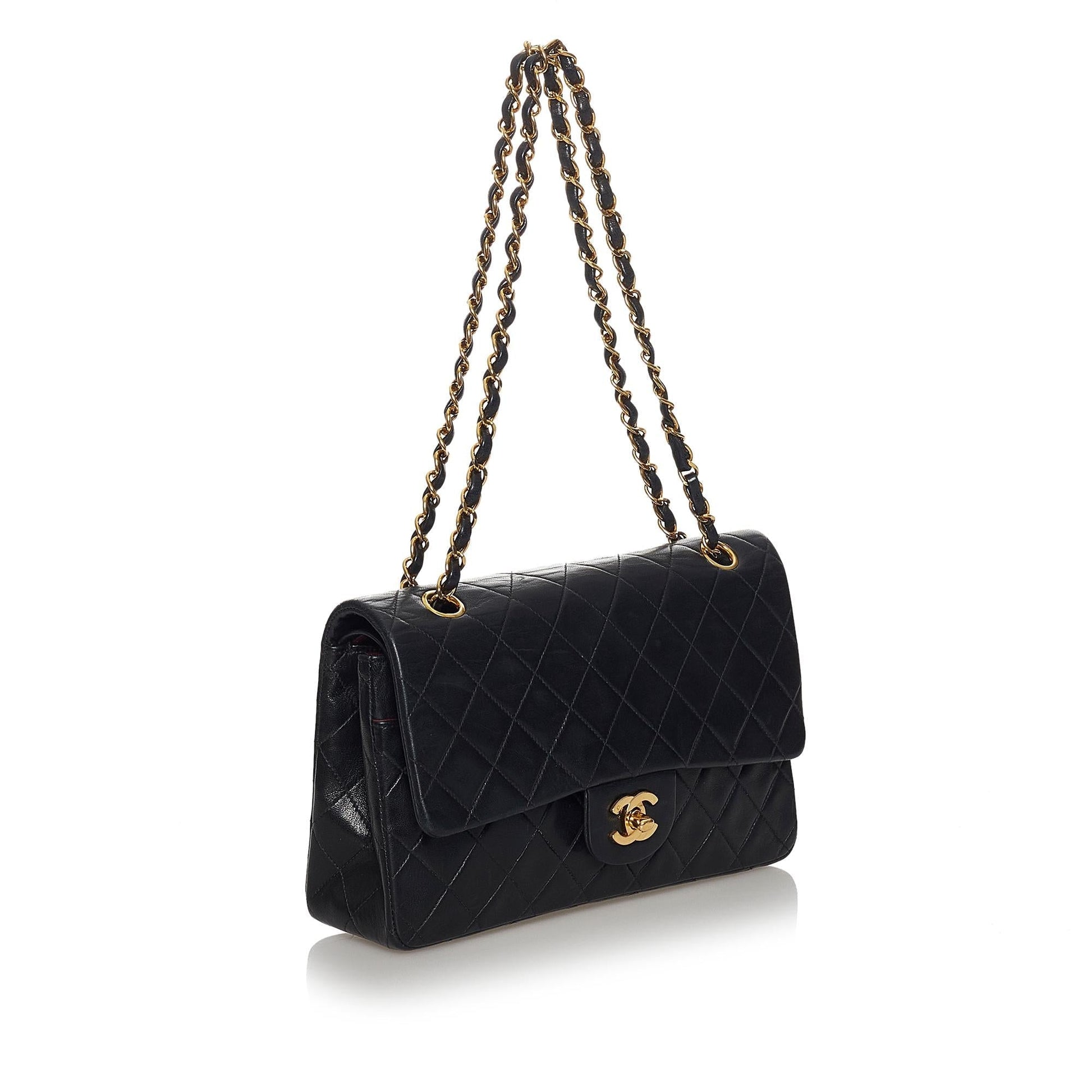 Chanel Classic Lambskin Double Flap SHG Leather Shoulder Bag 10