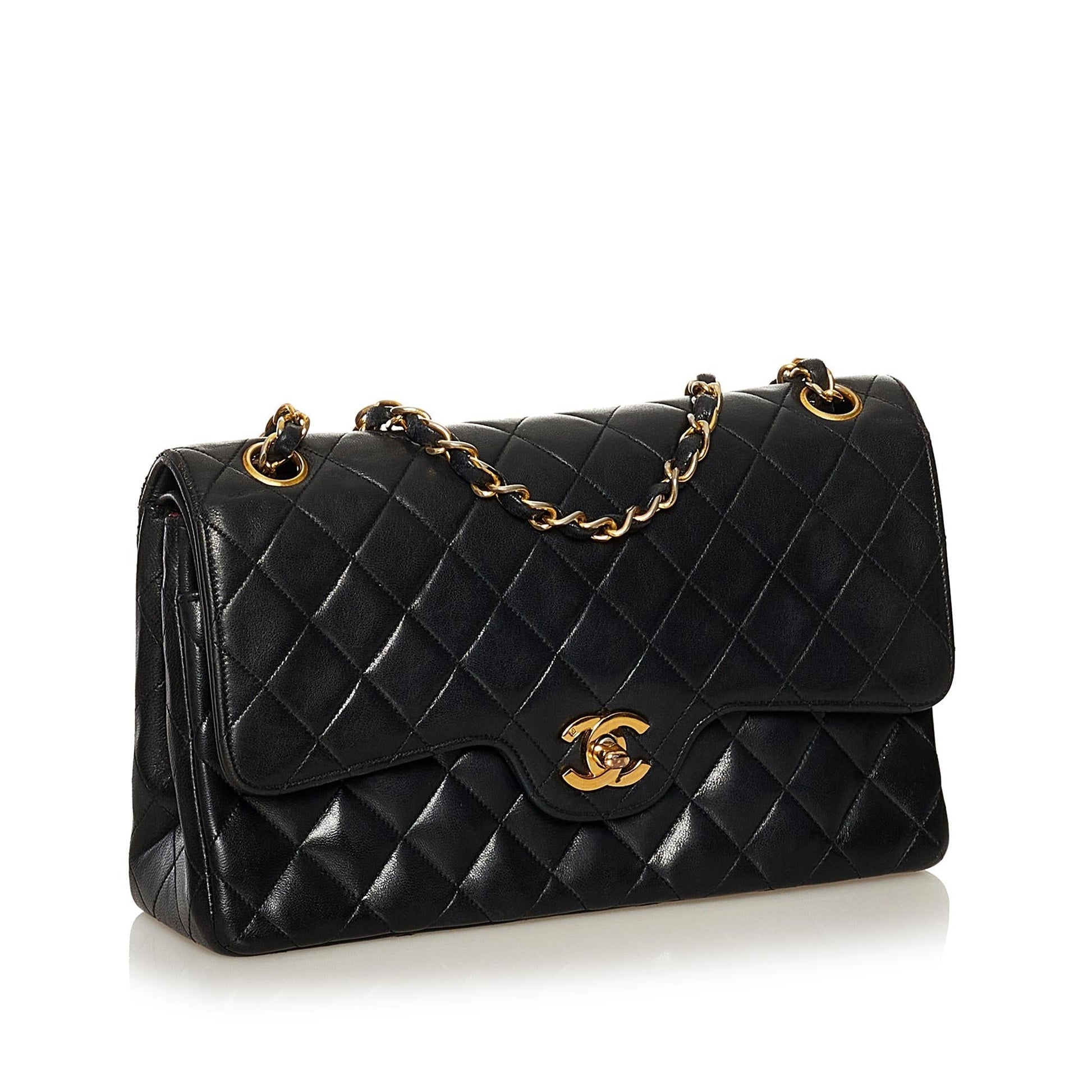 Chanel Classic Lambskin Double Flap SHG Leather Shoulder Bag 13
