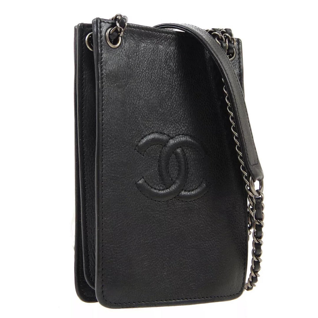 Chanel Caviar Pochette Handle Leather Clutch Bag