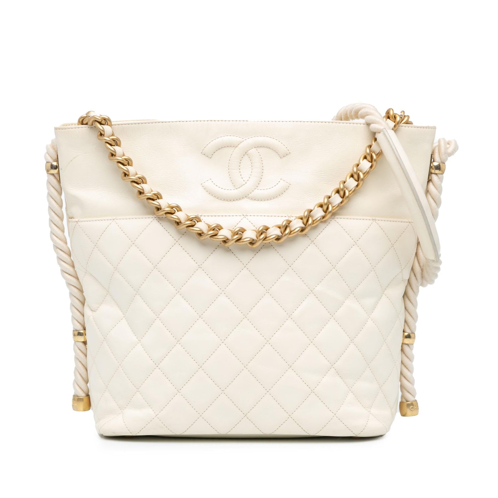 Chanel Crumpled Calfskin En Vogue Rope Satchel Bag Rope Satchel