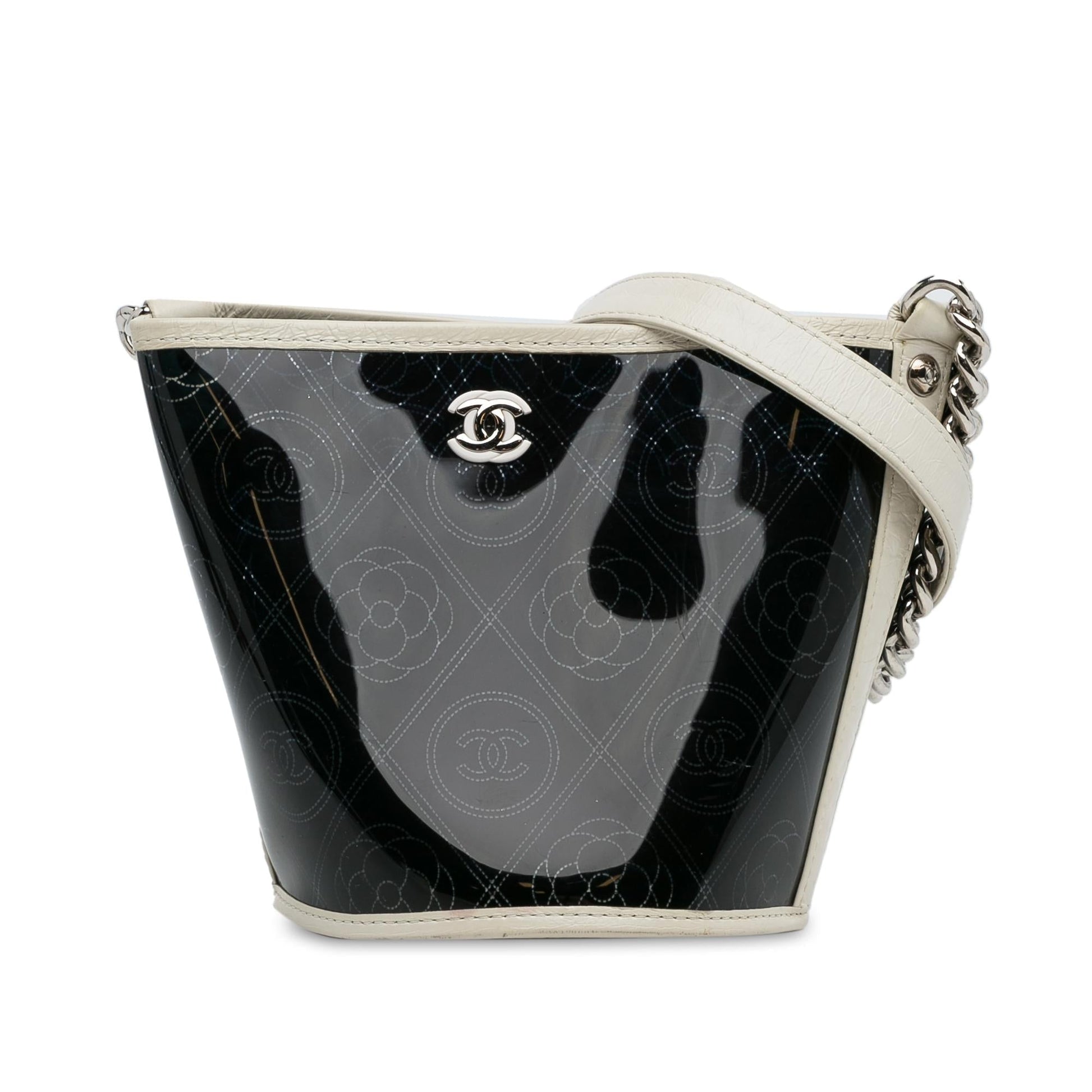 Chanel Crumpled Calfskin PVC Camellia Bucket SHG-gZFHoM Bucket Bag