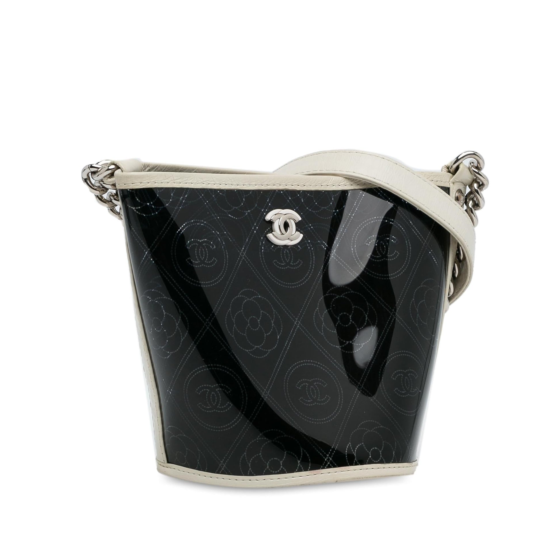 Chanel Crumpled Calfskin PVC Camellia Bucket SHG-W4bgBM Bucket Bag