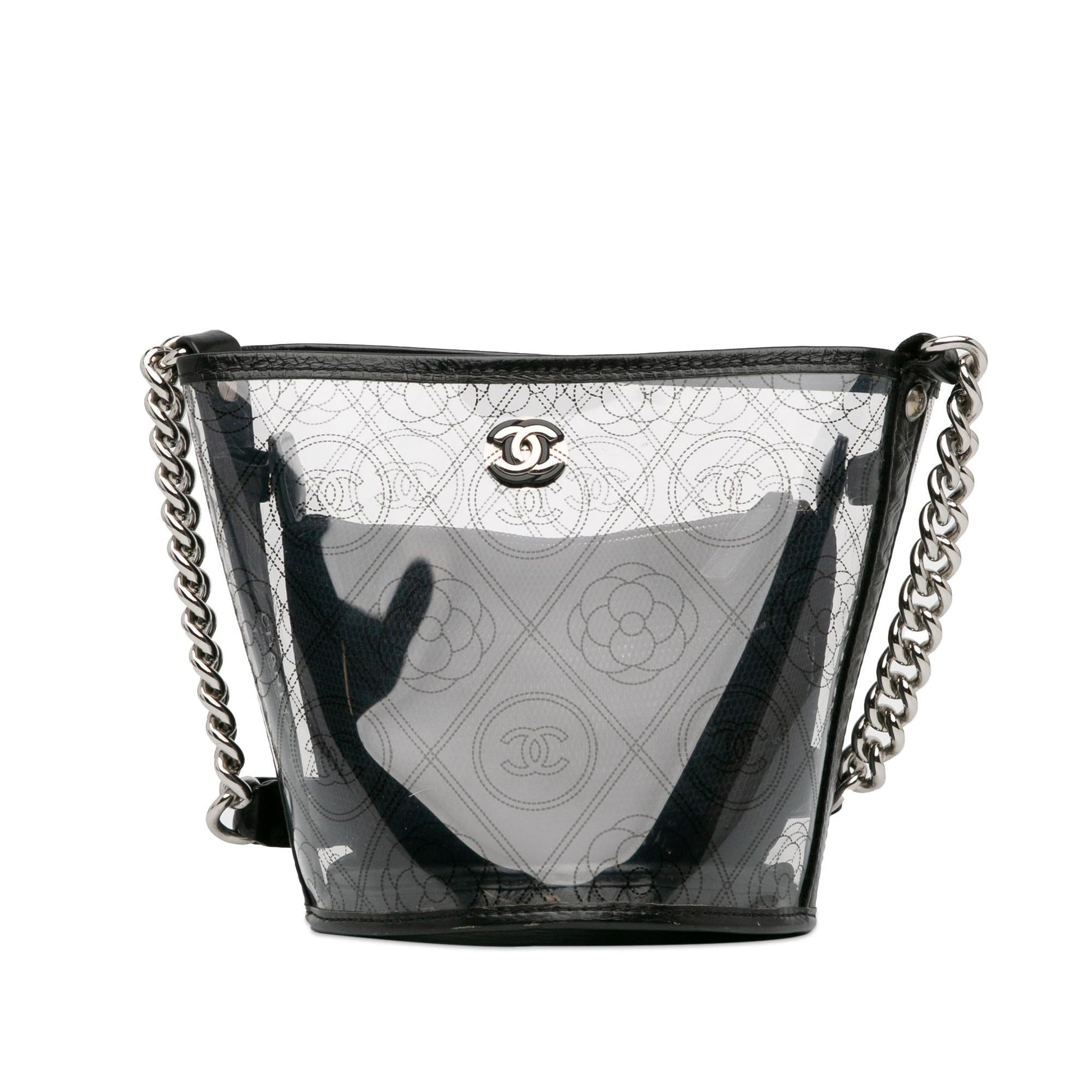 Chanel Crumpled Calfskin PVC Camellia Bucket SHG-i0Pshh Bucket Bag