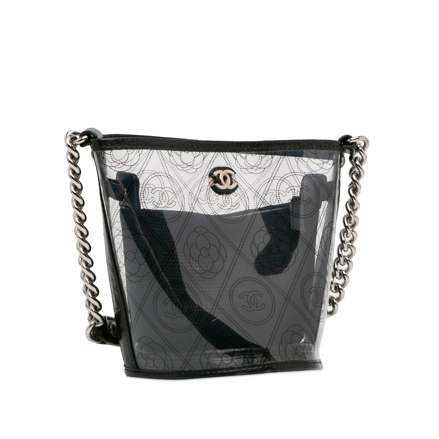 Chanel Crumpled Calfskin PVC Camellia Bucket SHG-MQacNp Bucket Bag