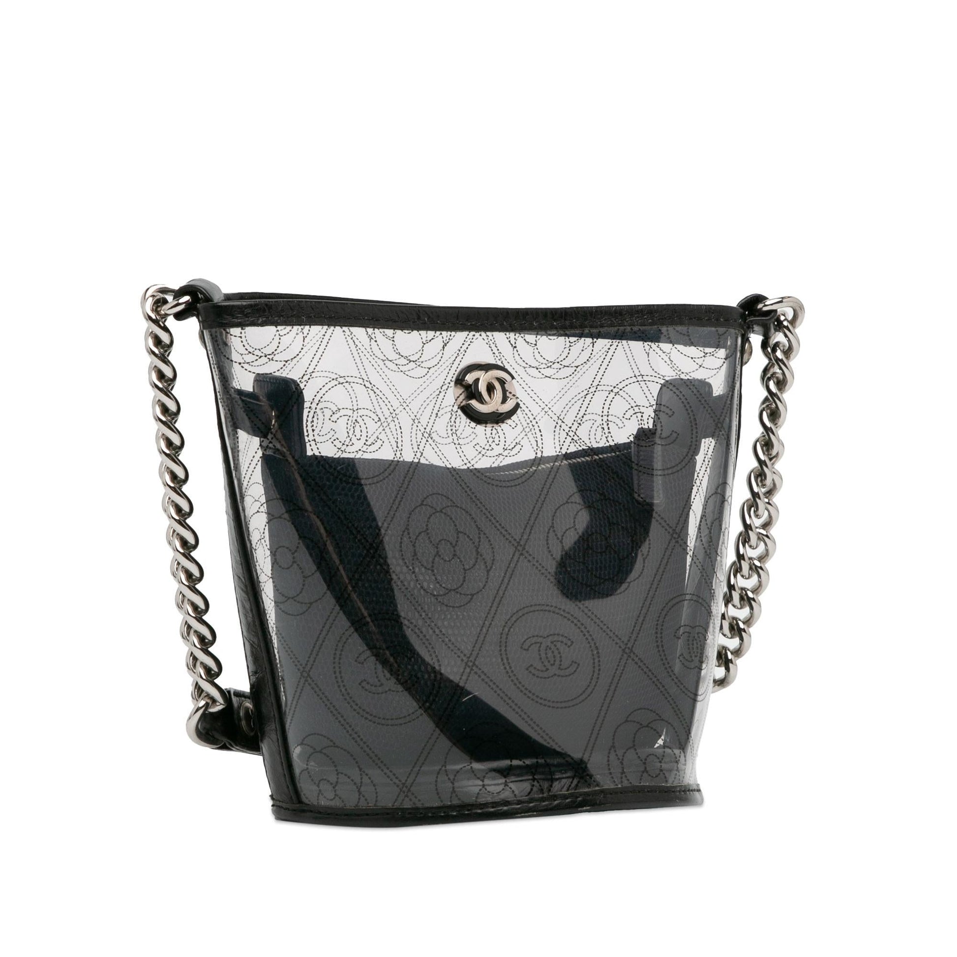 Chanel Crumpled Calfskin PVC Camellia Bucket SHG-MQacNp Bucket Bag