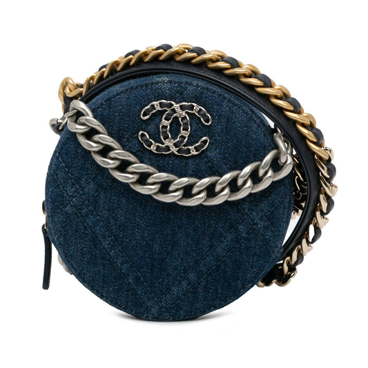 Chanel Denim 19 Round SHG-nBErSz Clutch Bag
