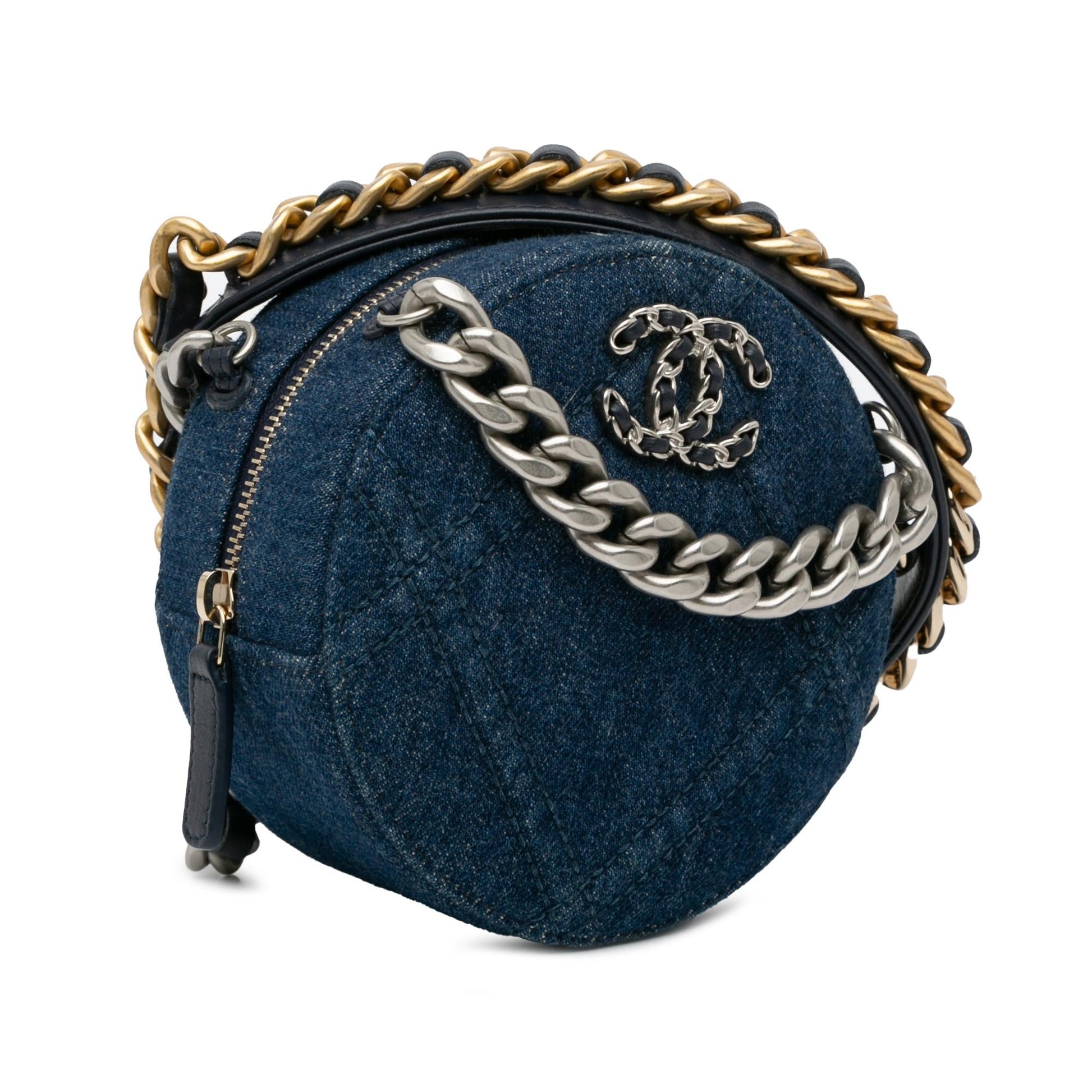 Chanel Denim 19 Round SHG-A6jTXJ Clutch Bag