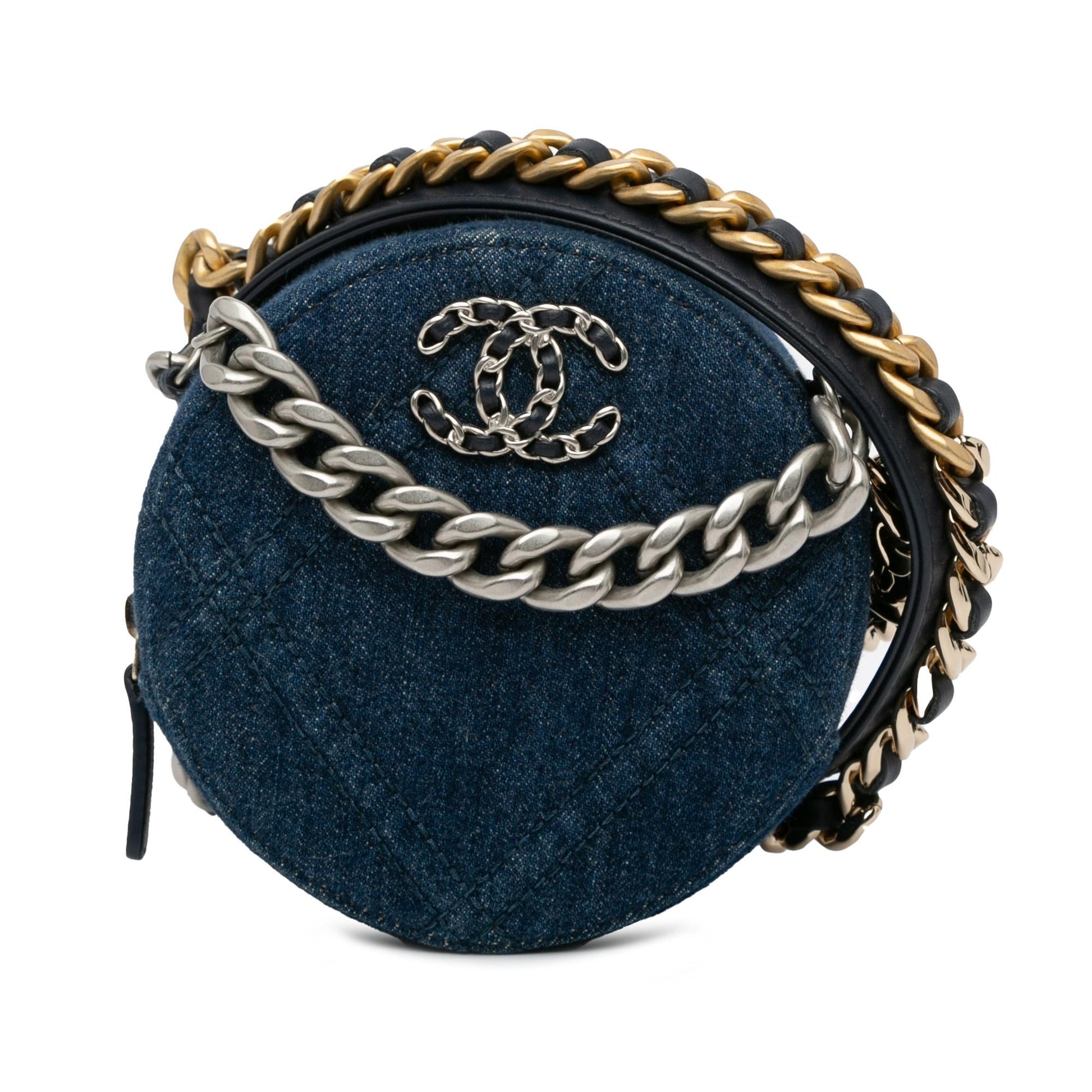 Chanel Denim 19 Round Clutch Bag