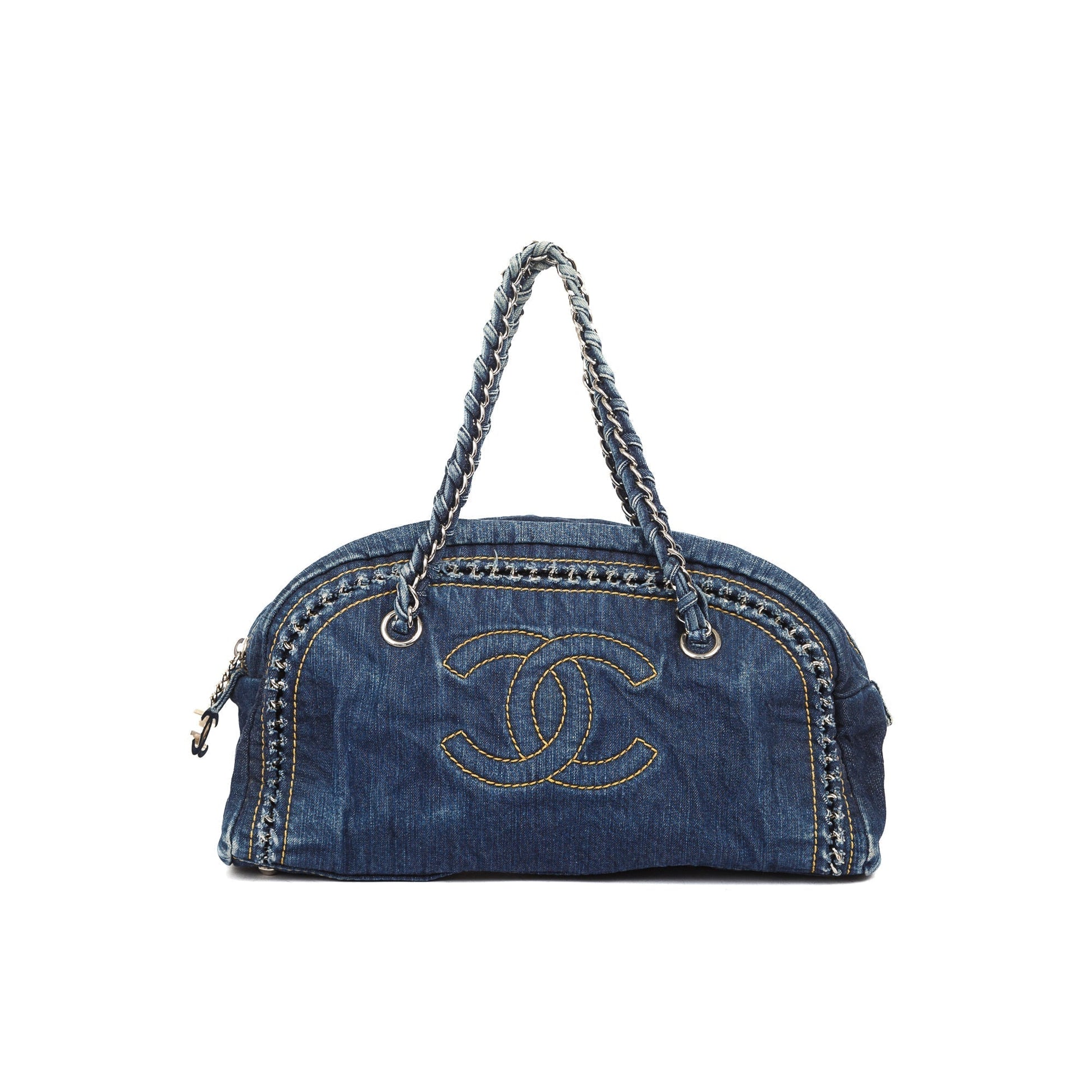 Chanel Denim Luxe Ligne Bowler Travel Bag