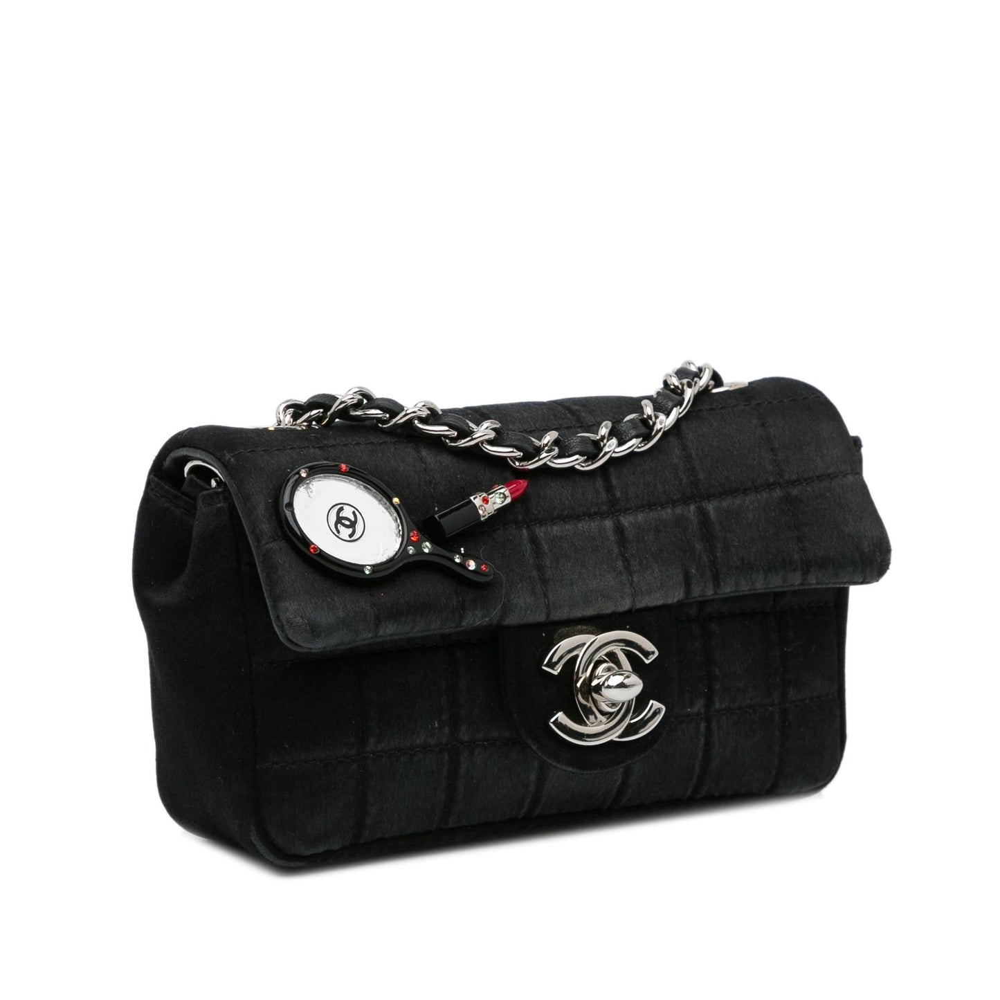 Chanel Extra Satin Choco Bar Charms Flap Key Chain
