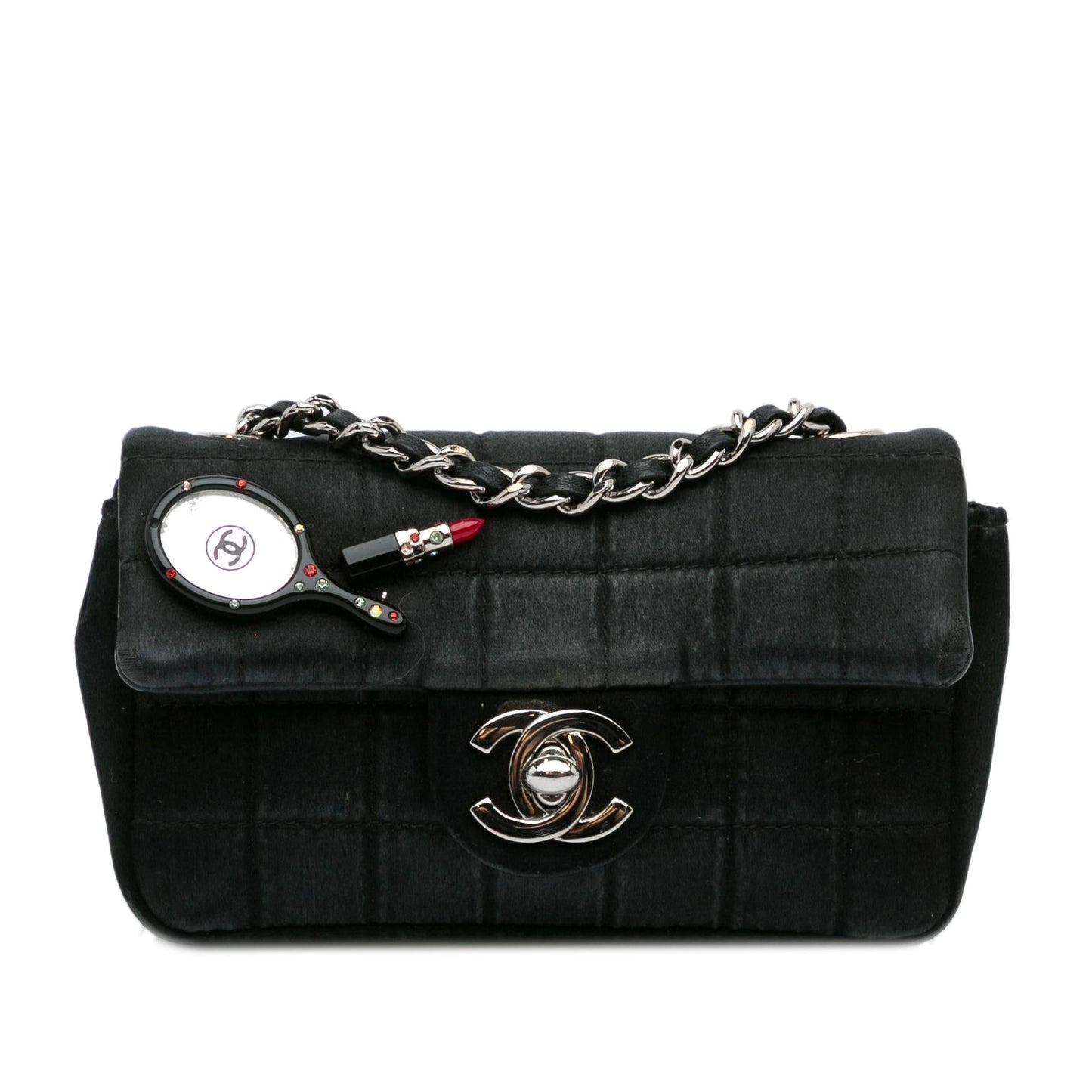 Chanel Extra Satin Choco Bar Charms Flap Key Chain Flap Bag