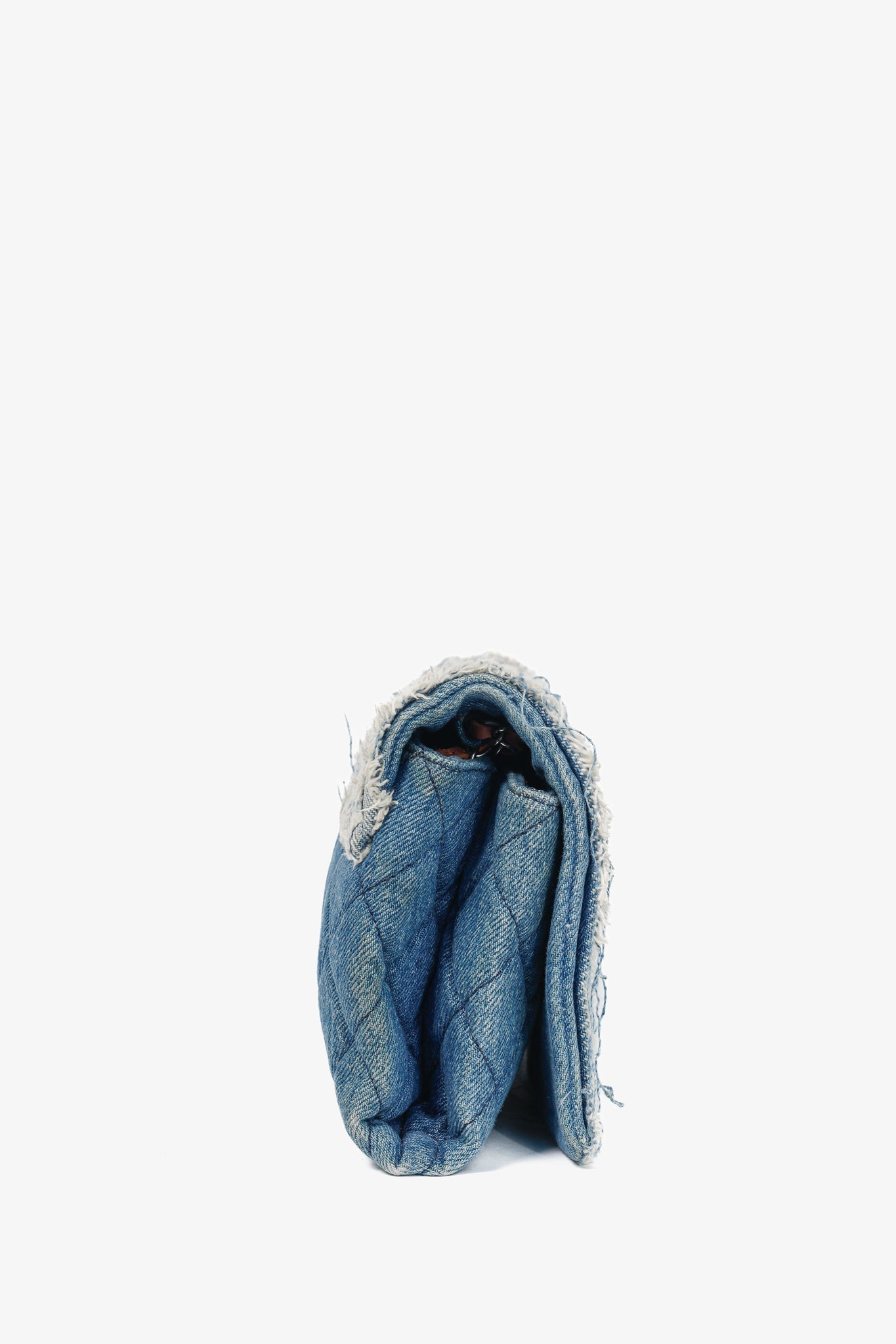 Chanel Blue Denim Fringe CC Medium Flap Bag