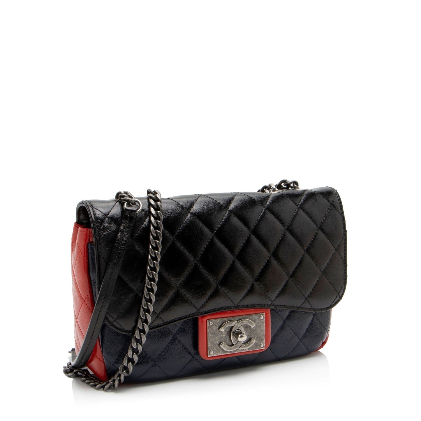Chanel Glazed Calfskin CC Plate Flap Bag Denim Mini Jewelry