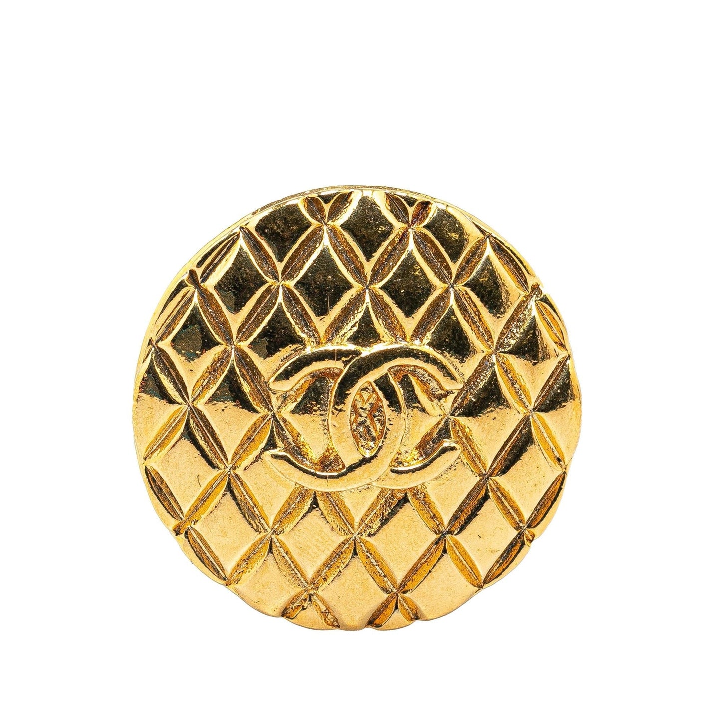 Chanel Plated CC Quilted Brooch Gold Handbag