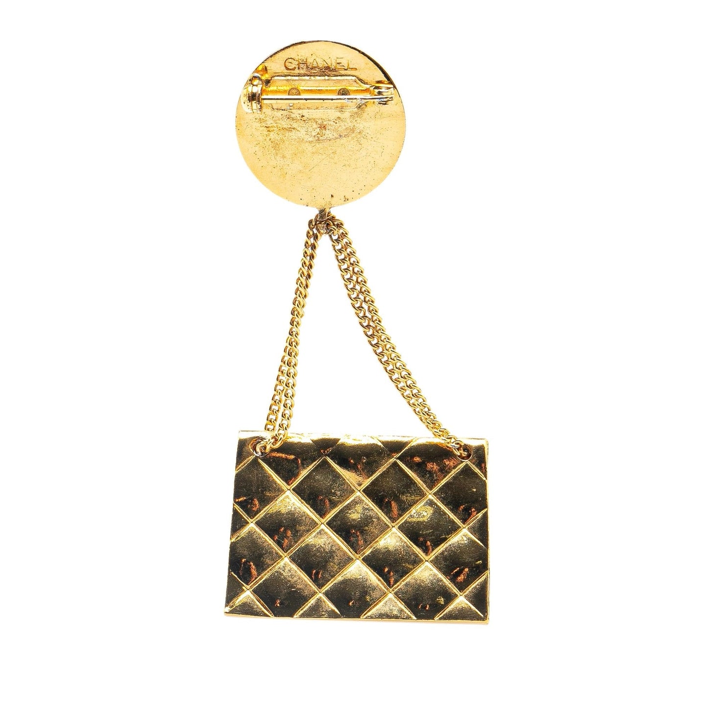 Chanel Plated CC Quilted Flap Brooch Gold Shoulder Bag