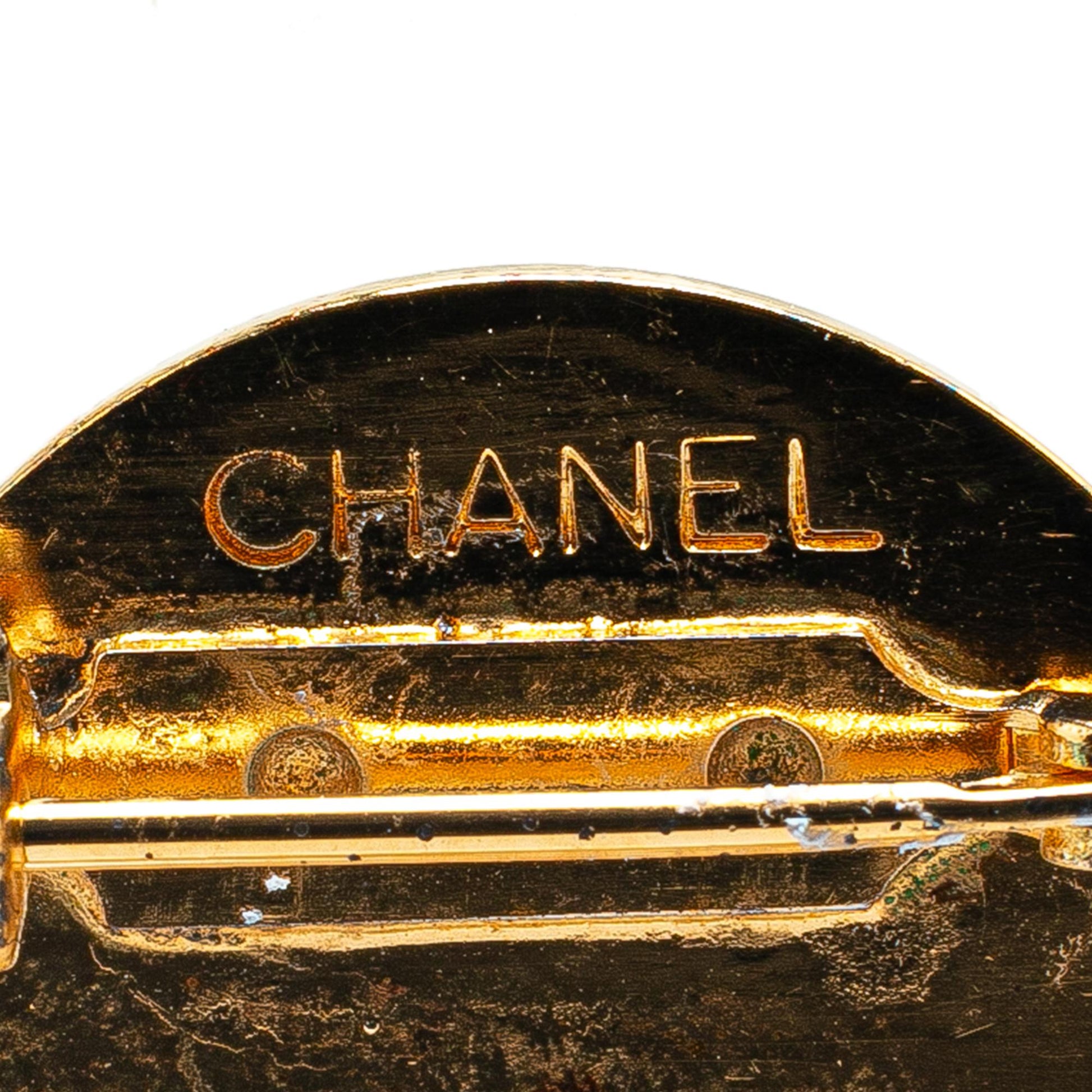 Chanel Plated CC Quilted Flap Brooch Gold Shoulder Bag
