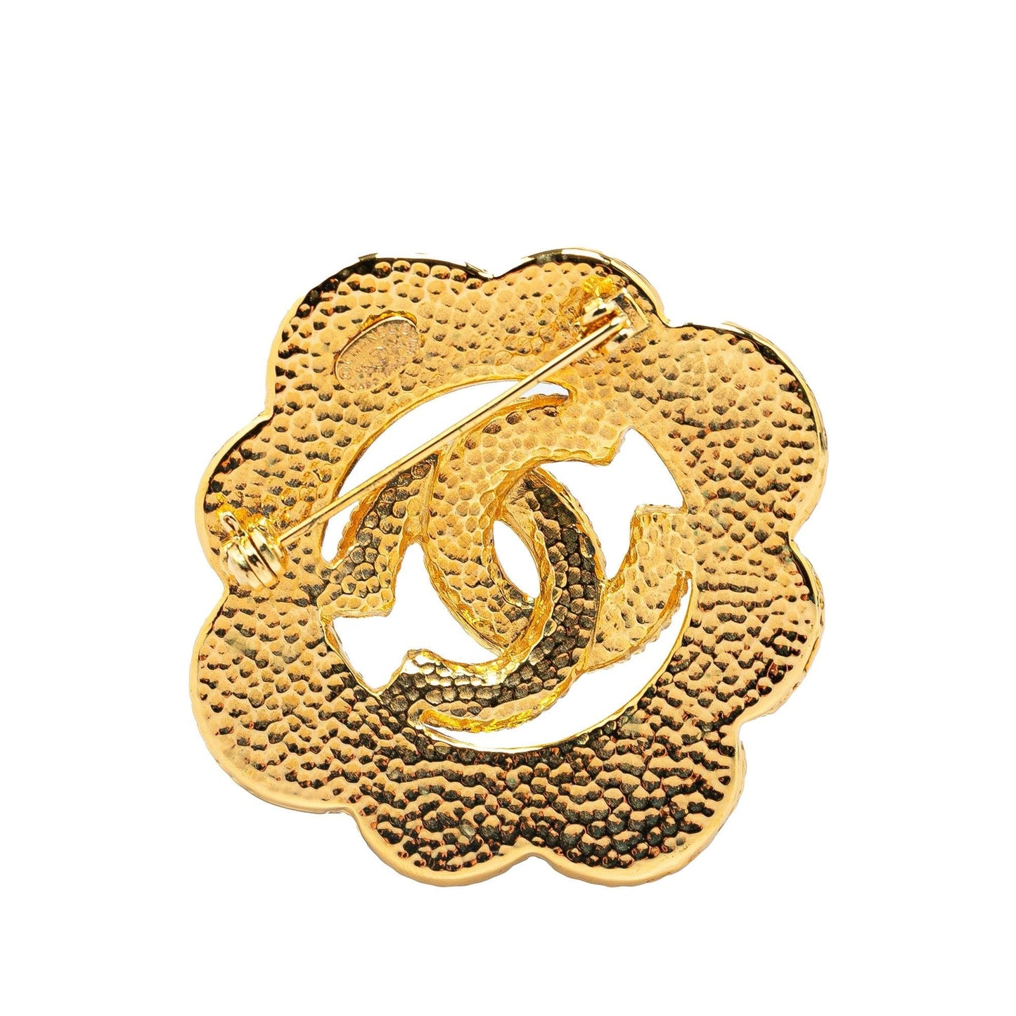 Chanel Plated Faux Pearl CC Brooch Gold Handbag Brooch 1