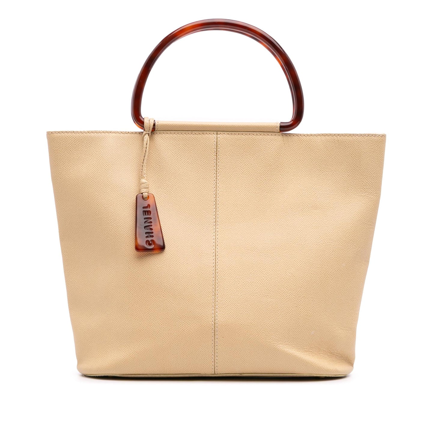 Chanel Grained Calfskin Tortoise Top Handle Tote Bag