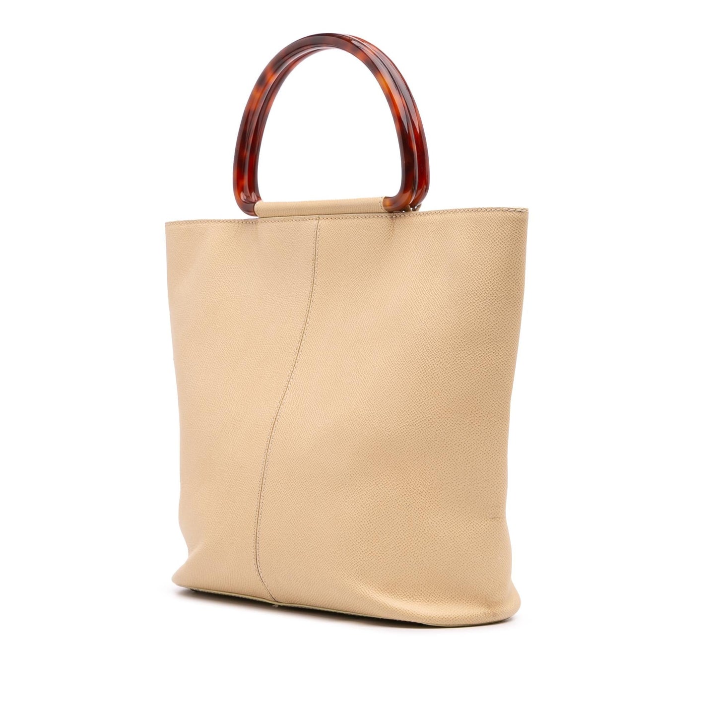 Chanel Grained Calfskin Tortoise Top Handle Tote Bag