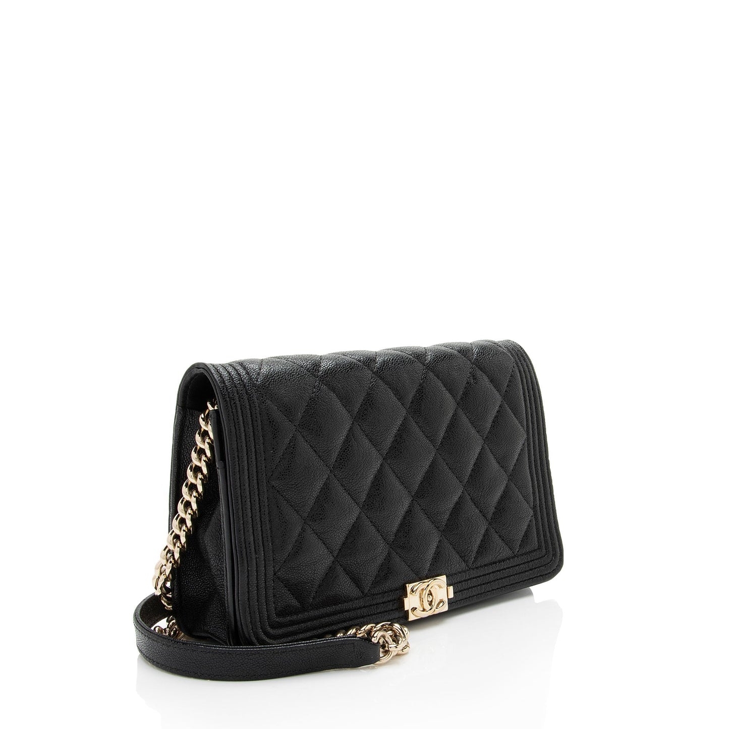 Chanel Grained Shiny Calfskin Boy on Wallet Case