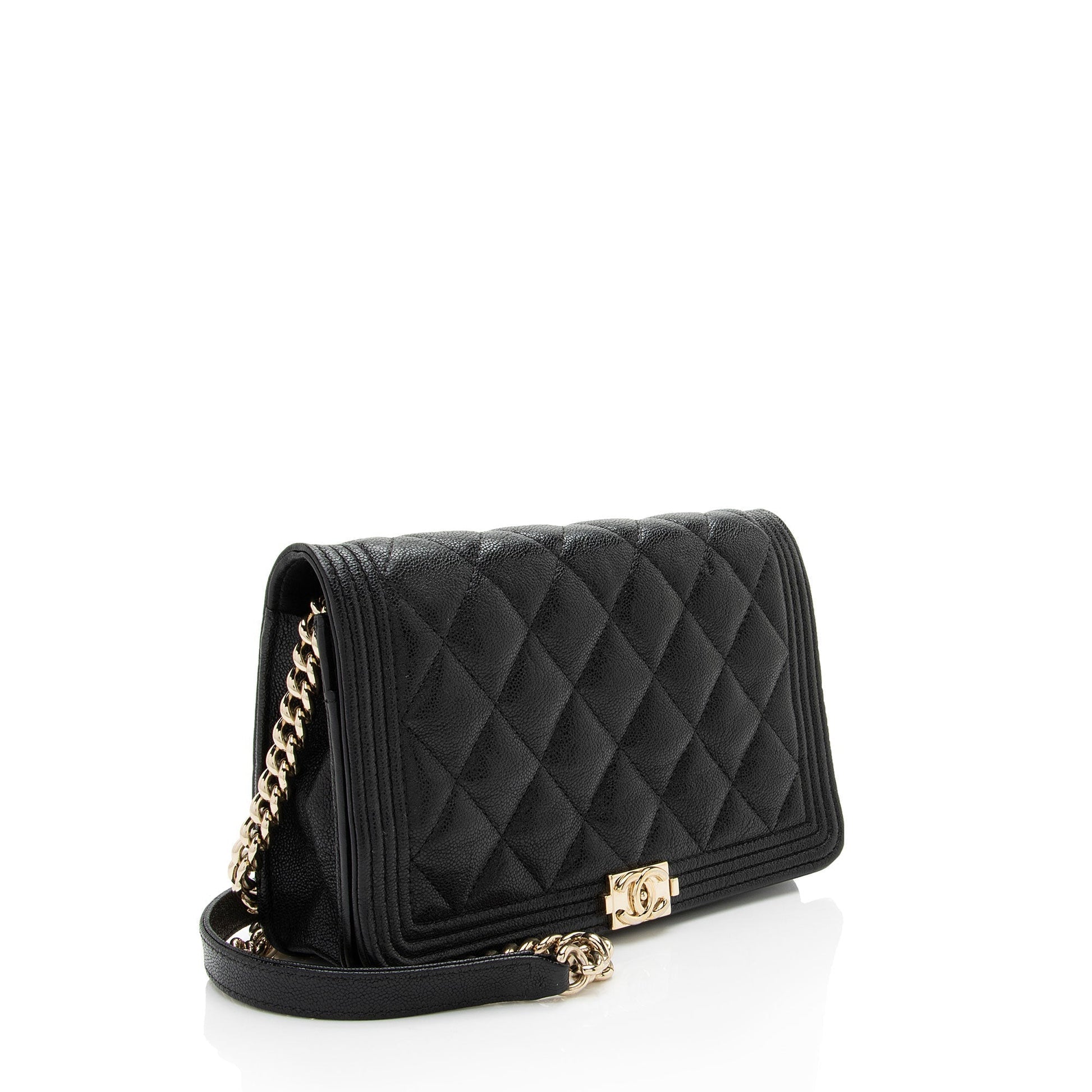 Chanel Grained Shiny Calfskin Boy on Wallet Case