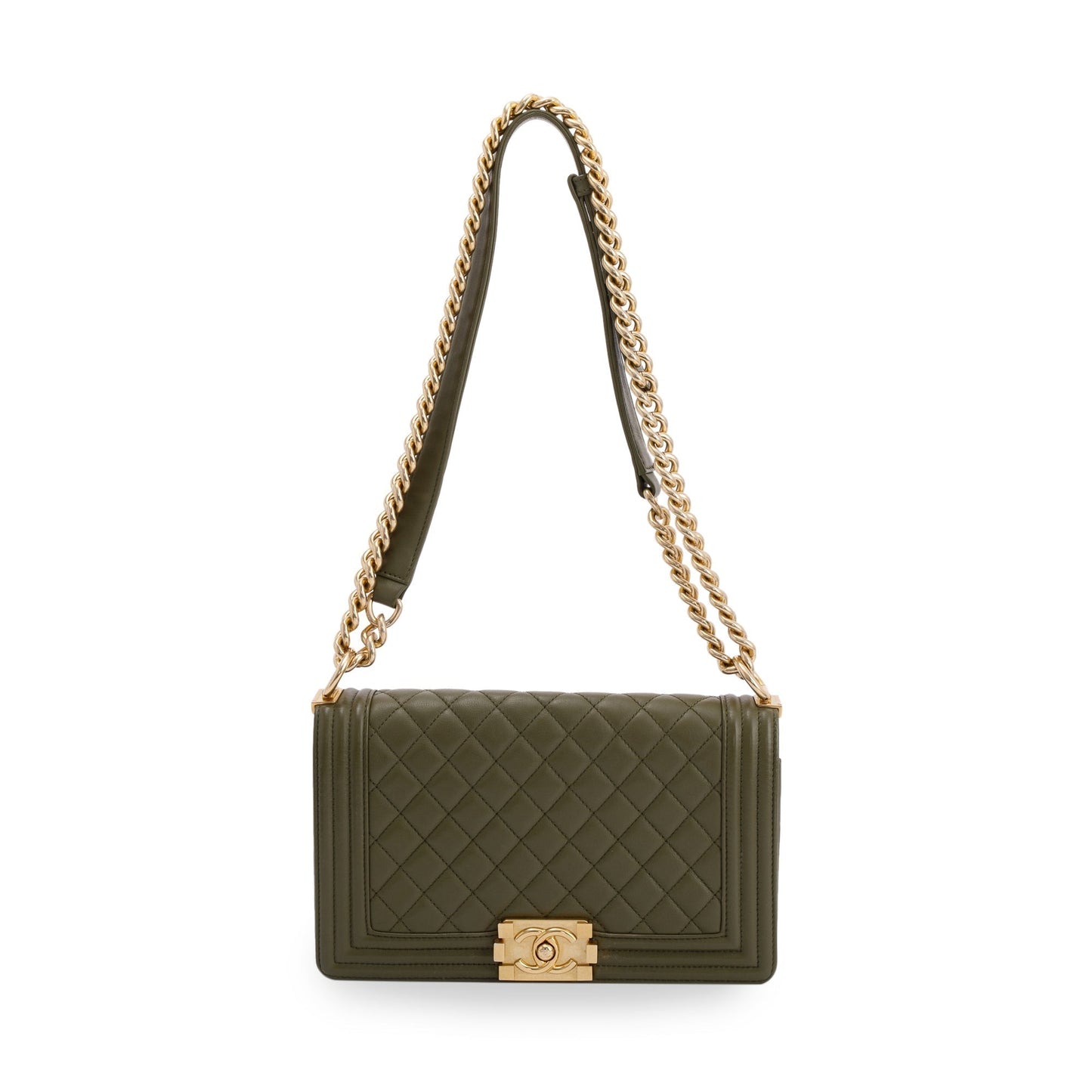 Chanel Boy Lambskin Green Travel Bag