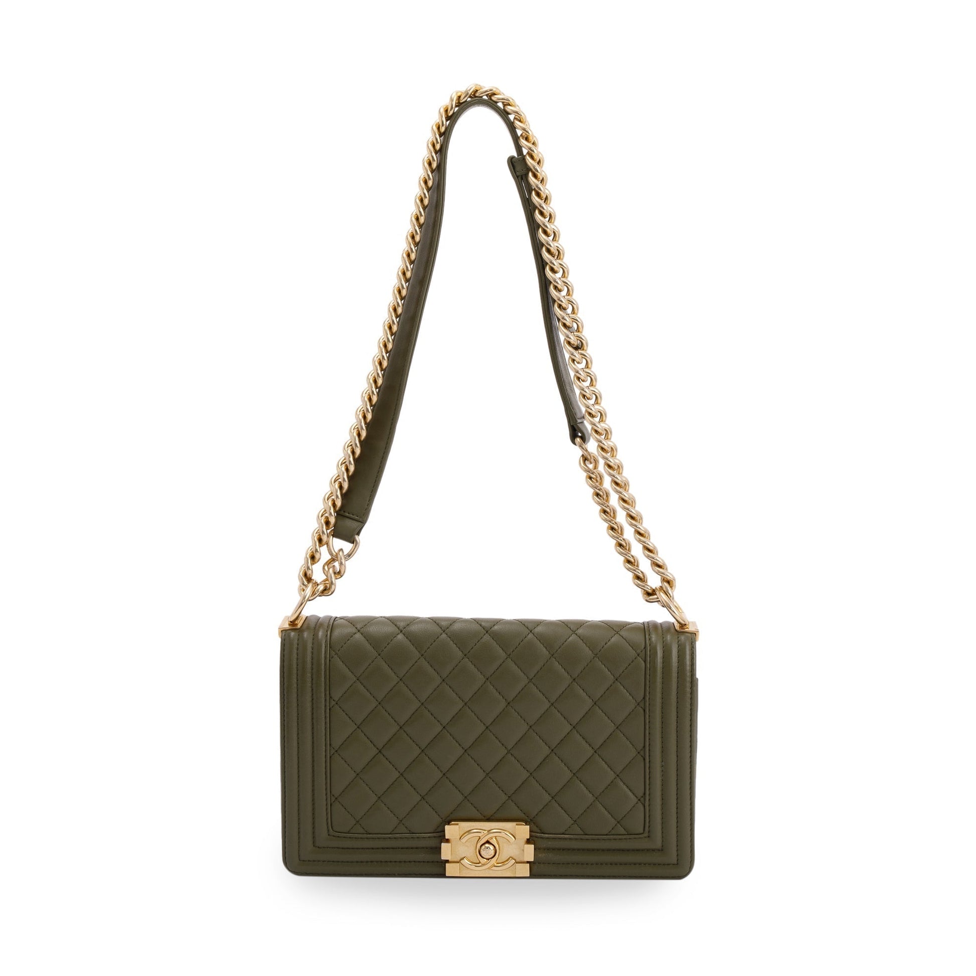 Chanel Boy Lambskin Green Travel Bag