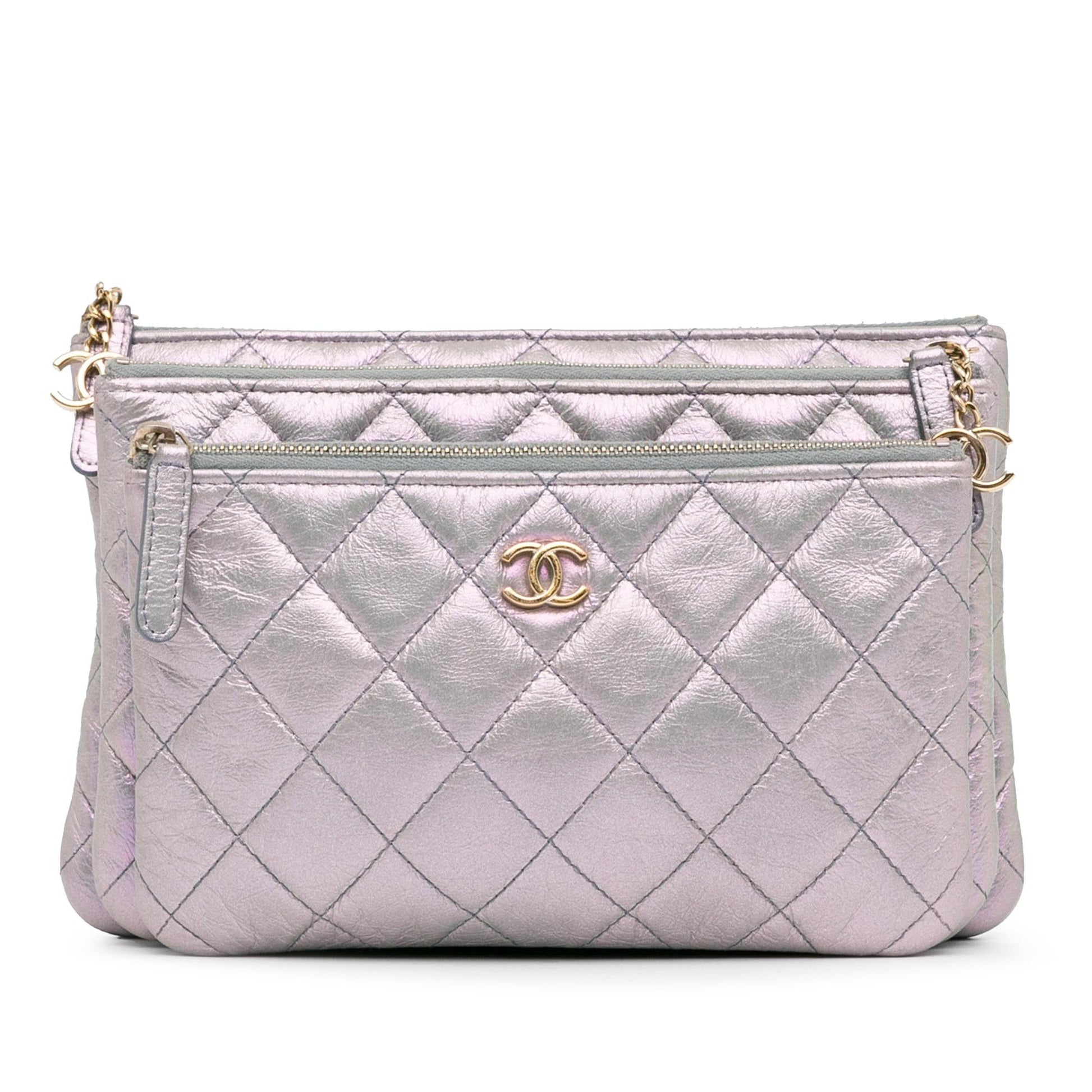 Chanel Iridescent Crumpled Calfskin Trio Cosmetic SHG-znMKyB Handbag