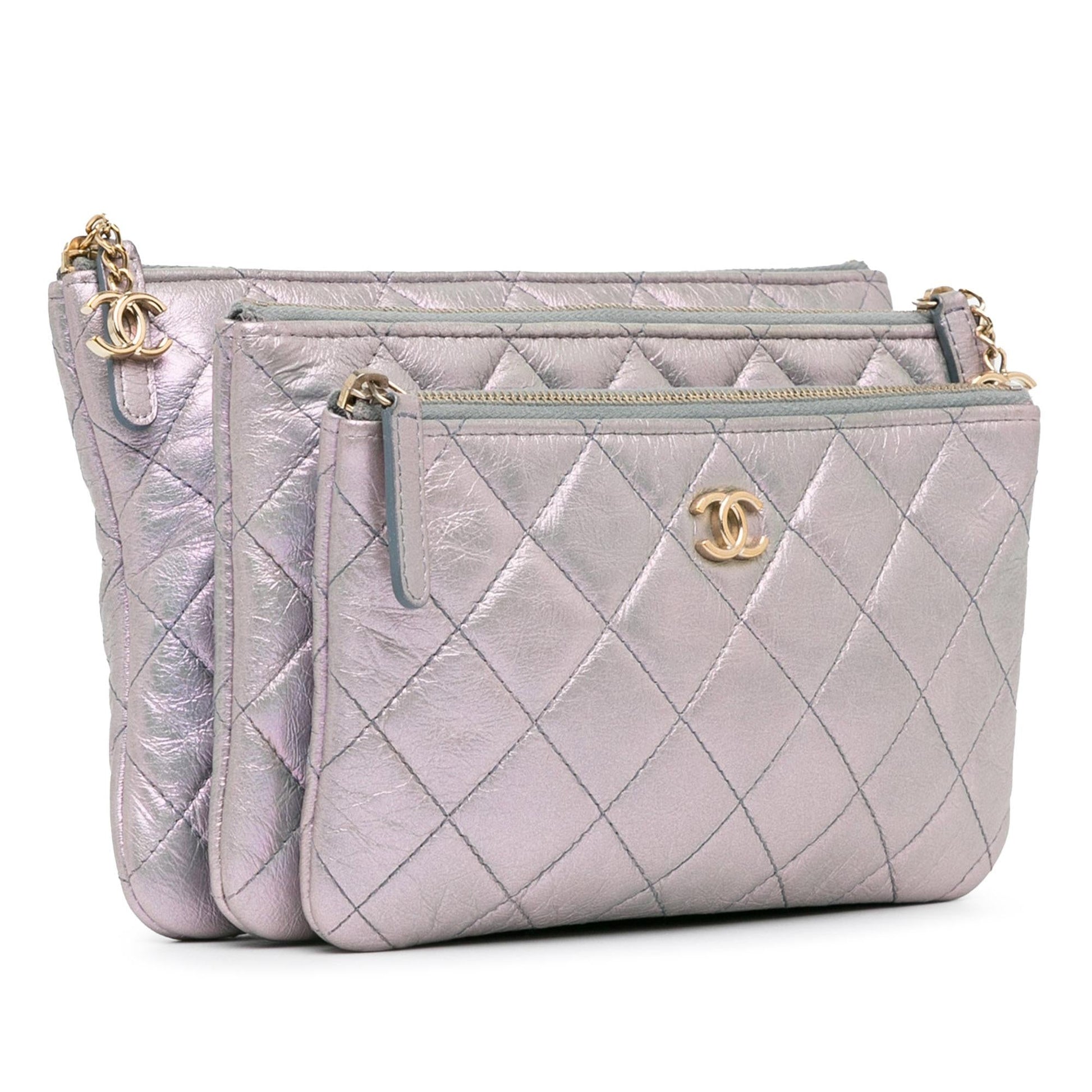 Chanel Iridescent Crumpled Calfskin Trio Cosmetic SHG-znMKyB Handbag