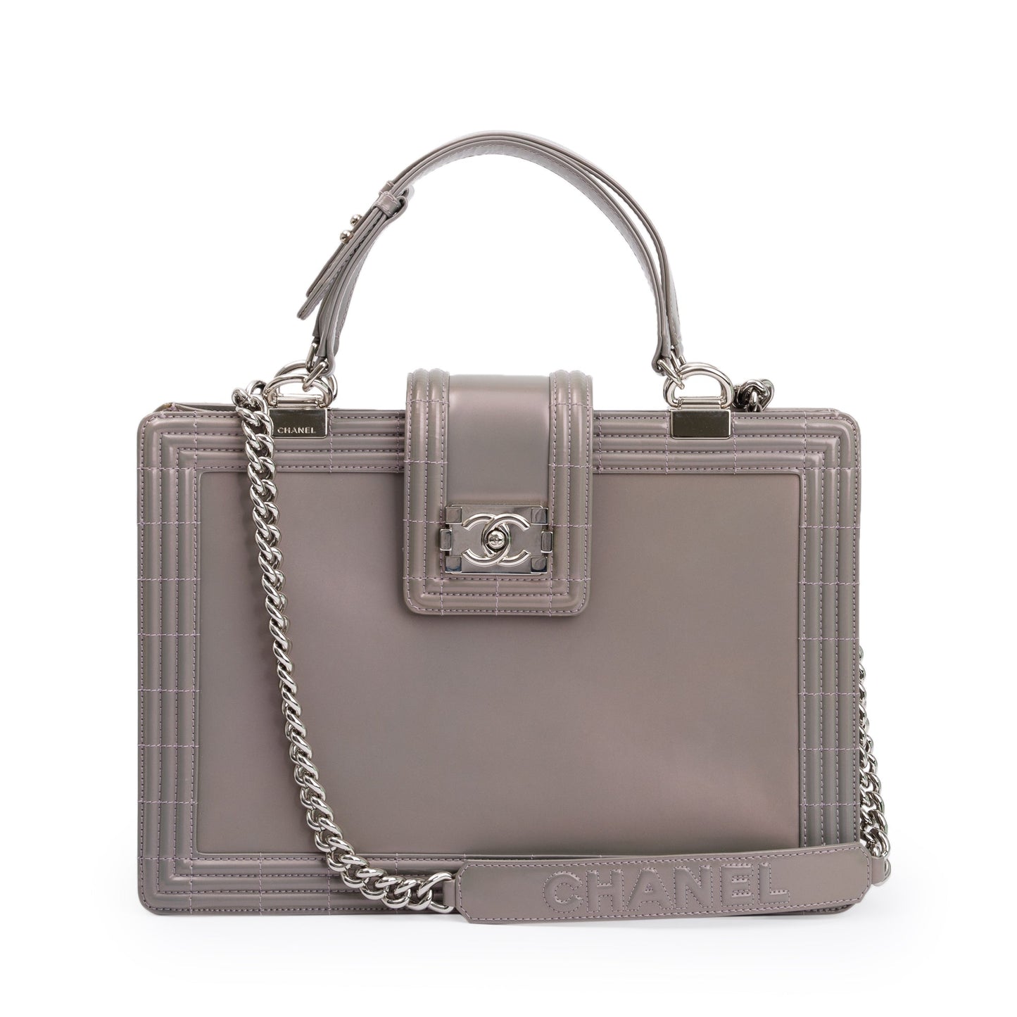 Chanel Iridescent Patent Reverso Boy Shopping Leather Travel Bag Shopping Tote
